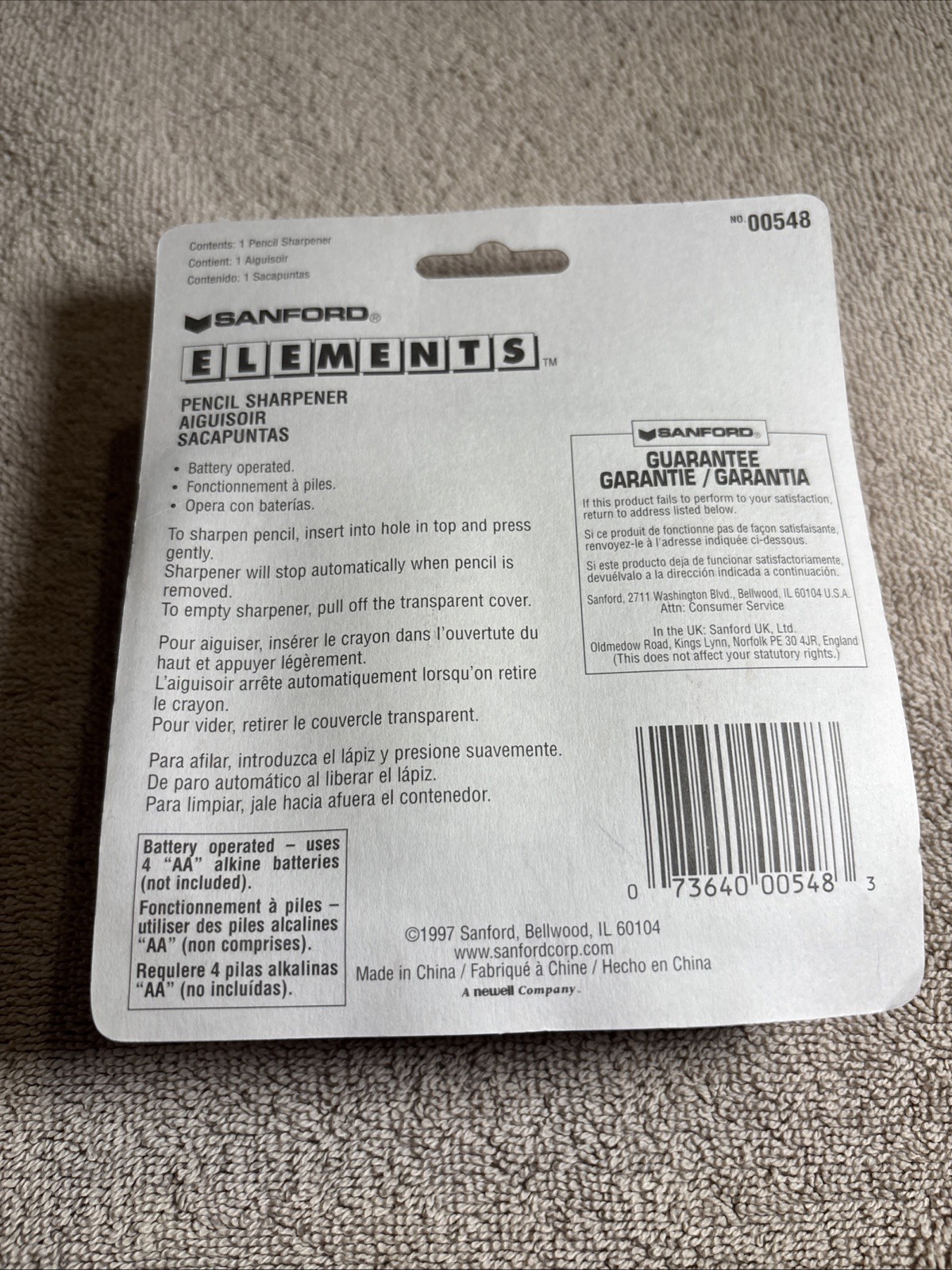 Sanford Elements Pencil Sharpener. New Old Stock. Rare.