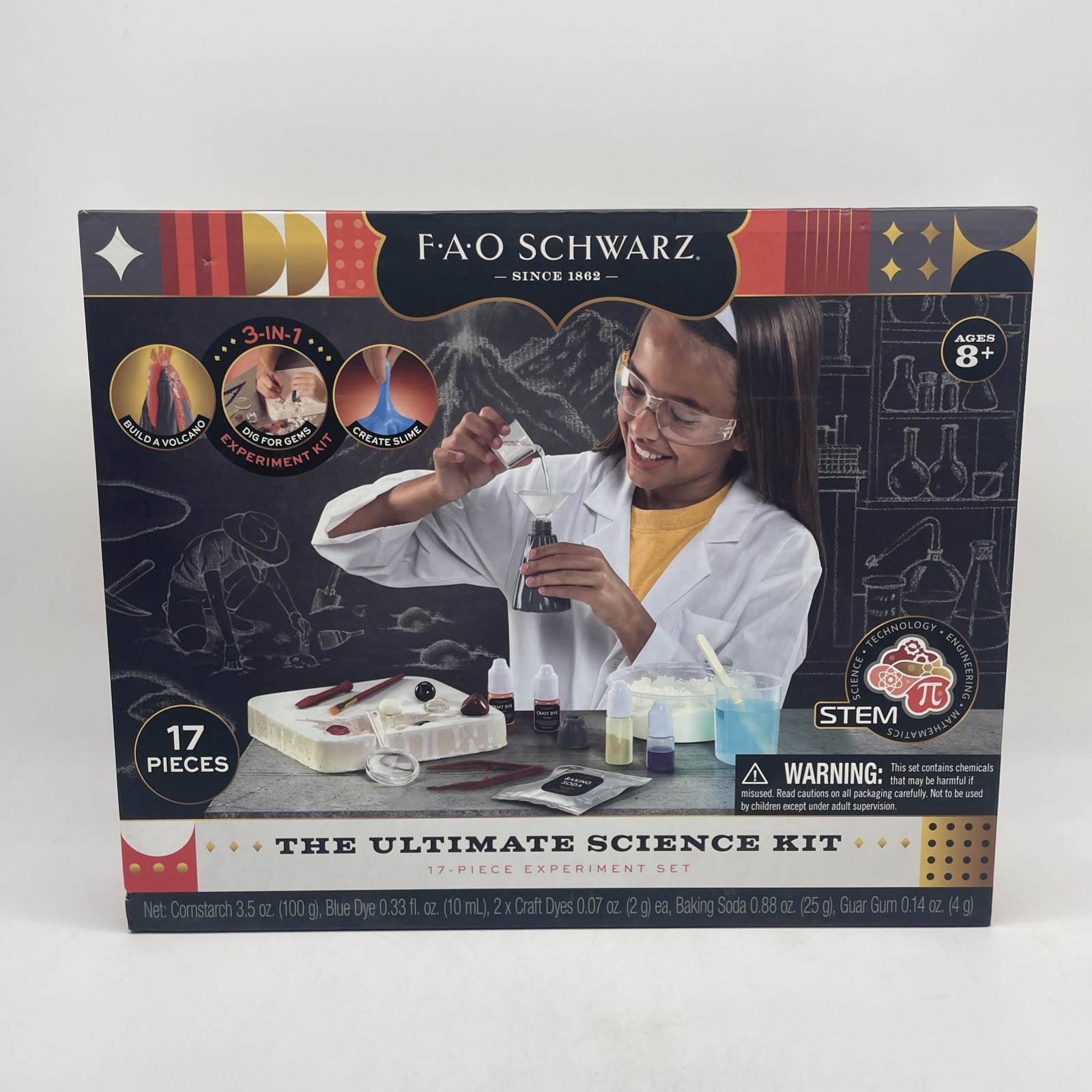 F.A.O. Schwarz Ultimate Science Kit 17 Piece Experiment Set STEM New