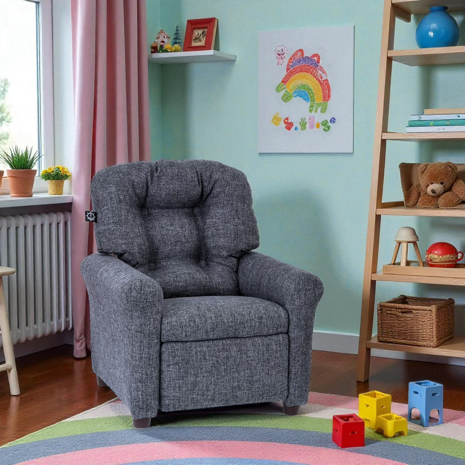 The Crew Furniture Traditional Kids Recliner Chair, Toddler Ages 1-5 Years, Poly