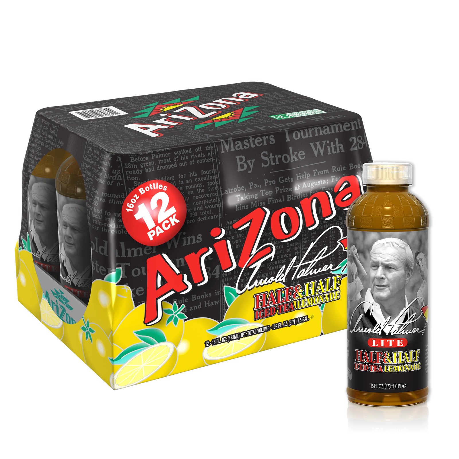 Arizona Premium Brewed Arnold Palmer Bottled Tea 16 Fl Oz (Pack of 12)