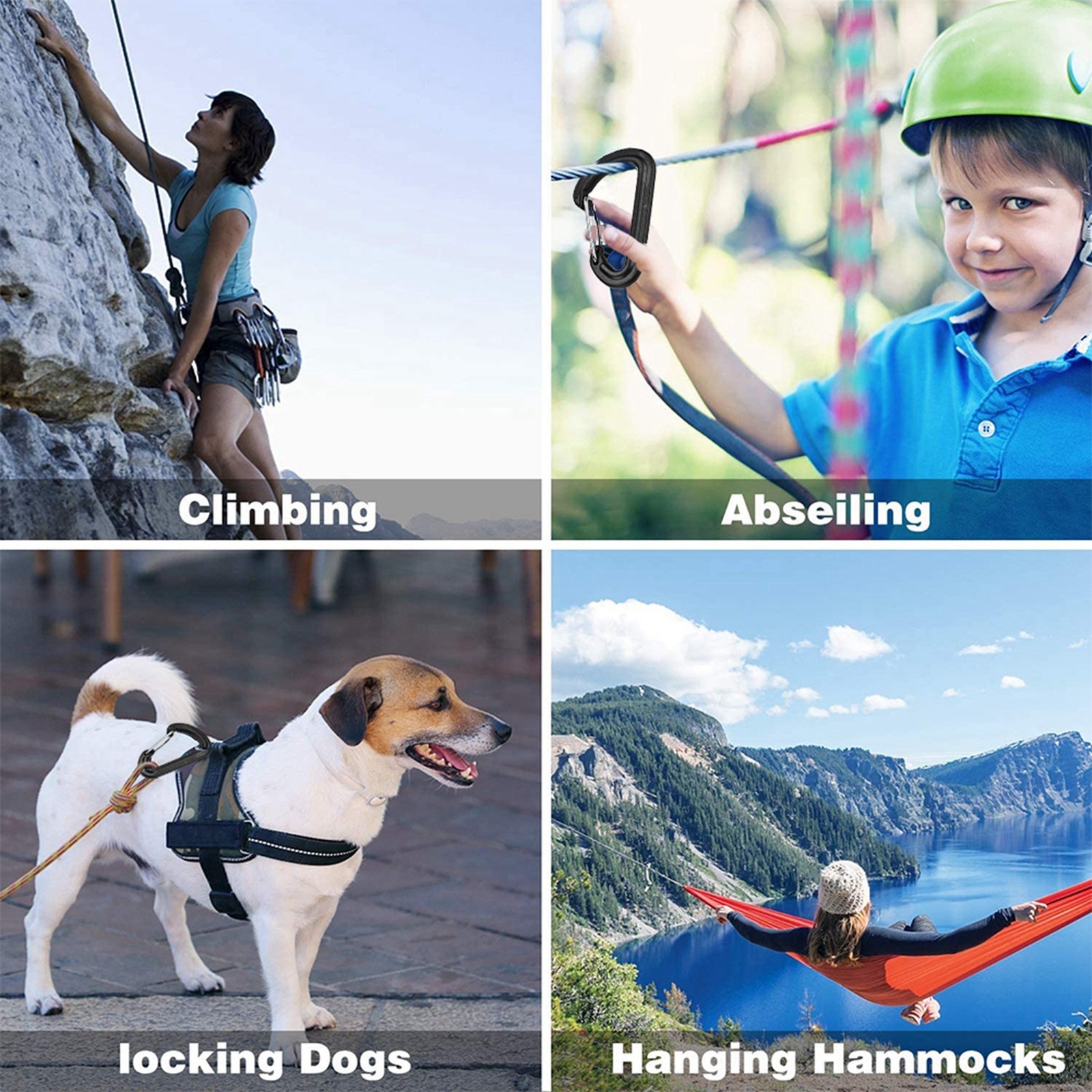 20Pcs Plastic Carabiner Climbing Hiking Locking Buckle Key Ring Outdoor FA