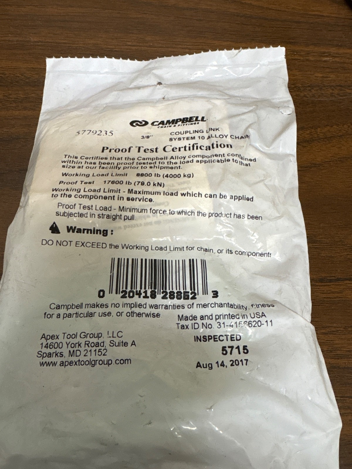 Campbell Chain & Fittings 5779235 3/8"  Quik-Alloy Coupling Link, Grade 100,