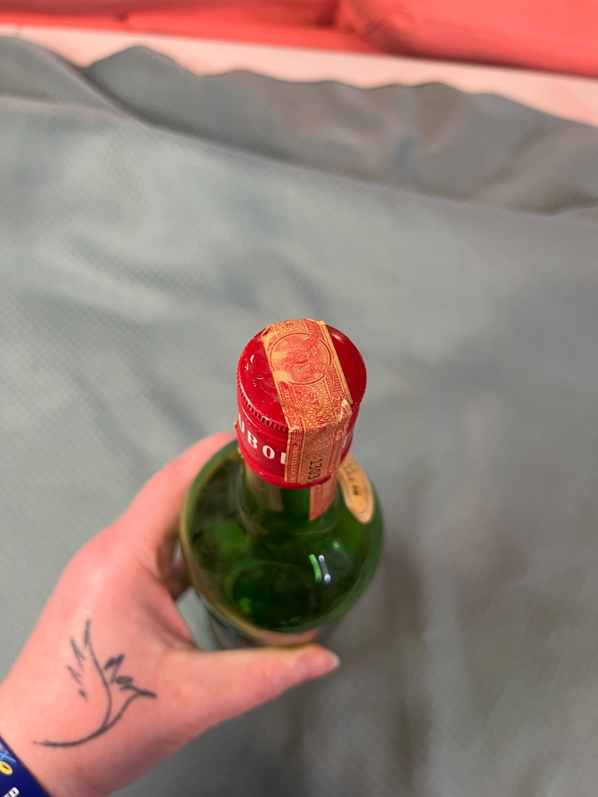Vintage Dubonnet Decor Display Cocktail Empty Glass Bottle Green