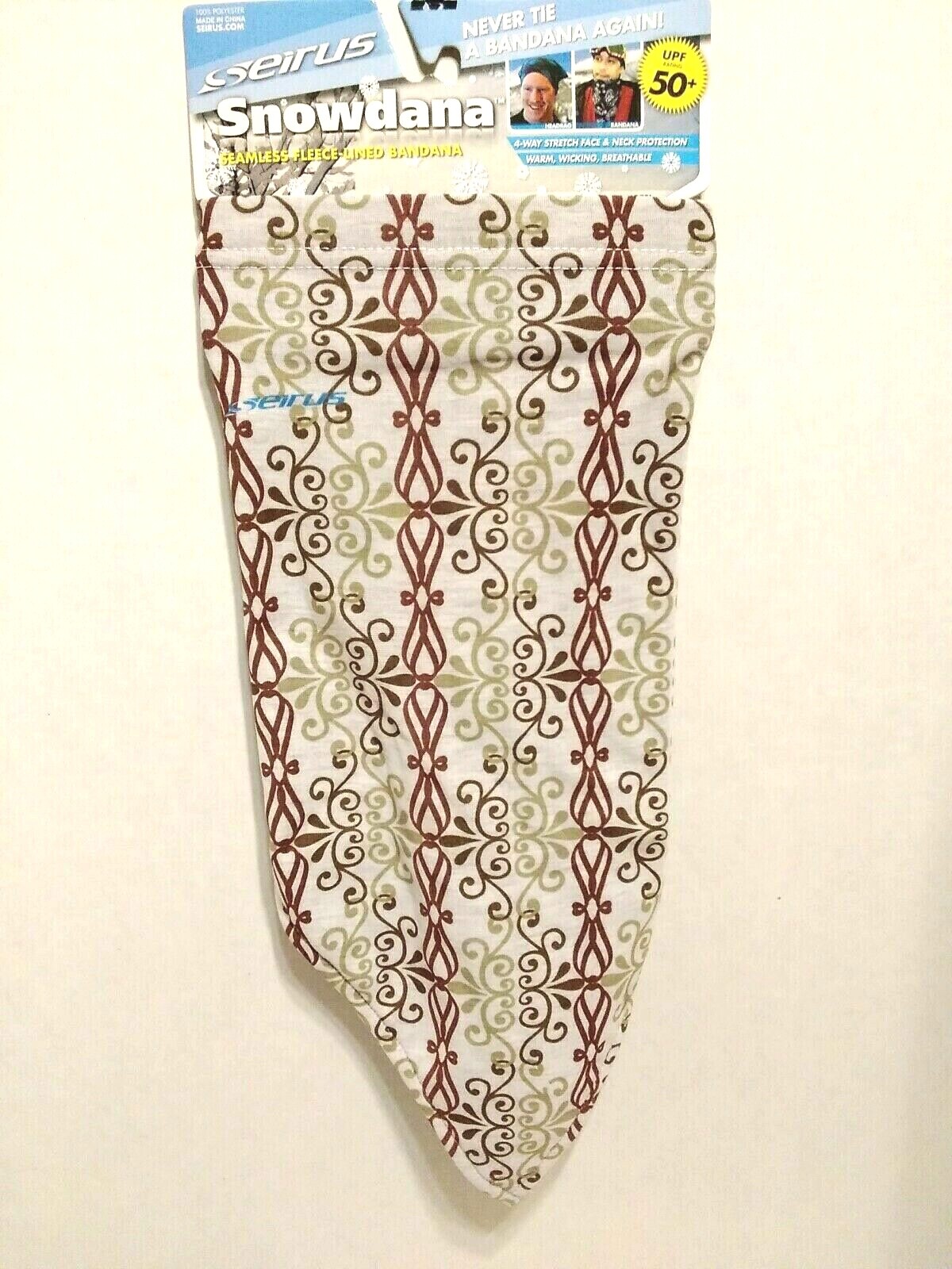Seirus Snowdana Seamless Fleece-Lined Bandana Royalty White/Brown OSFM 6578 (S)