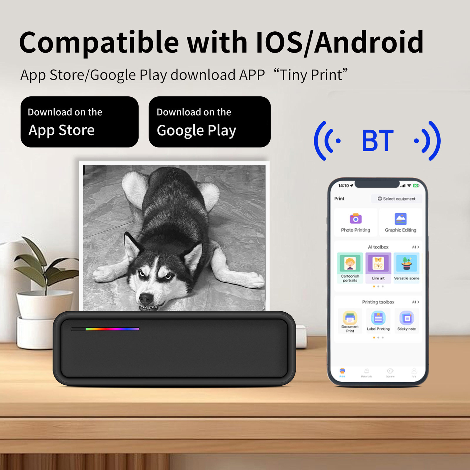 A4 Portable Paper Printer Thermal Printing Connect Compatible S0B6