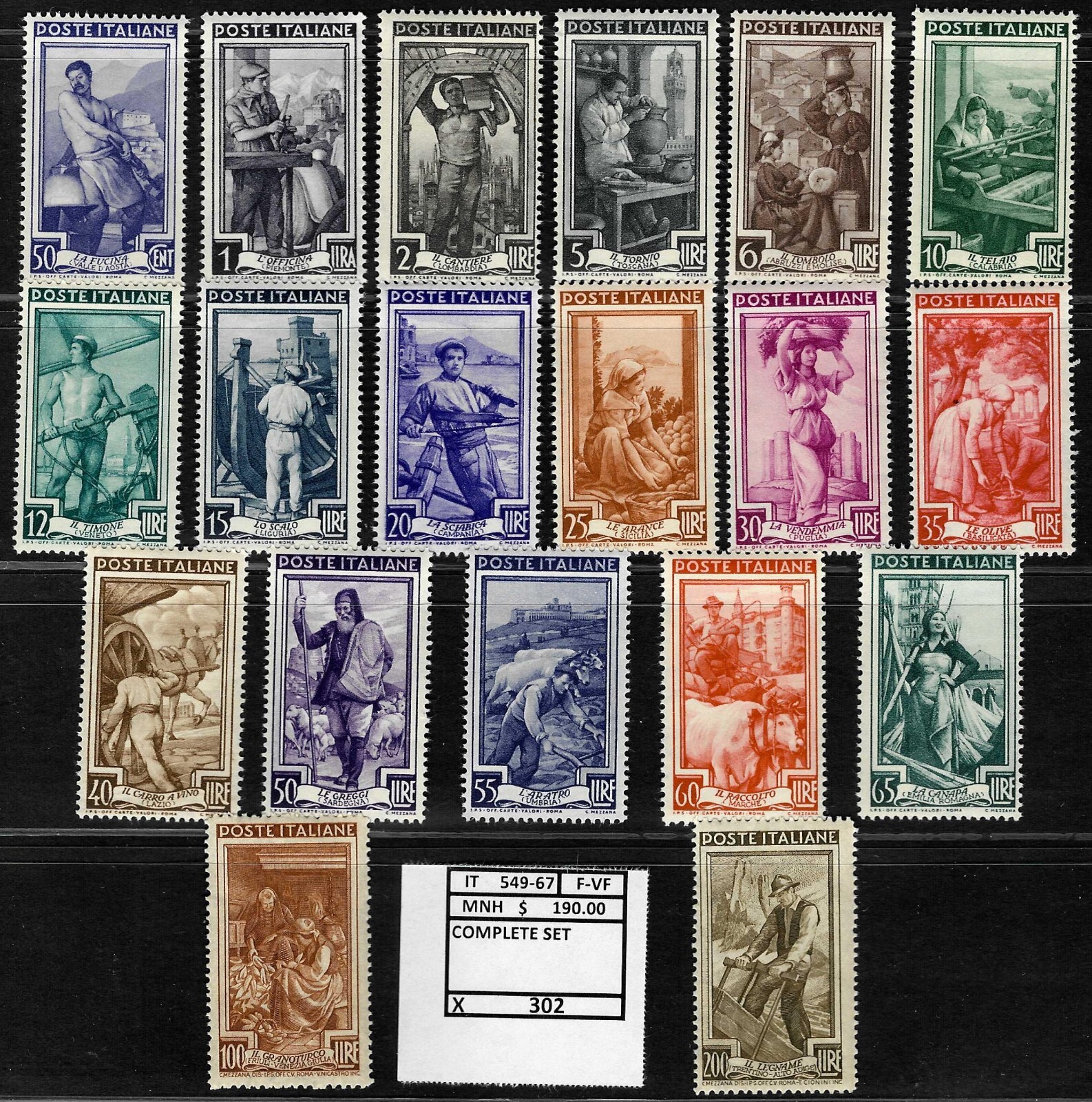ITALY SCOTT# 549-67 MNH F-VF LOT# X302 STOCK PHOTO