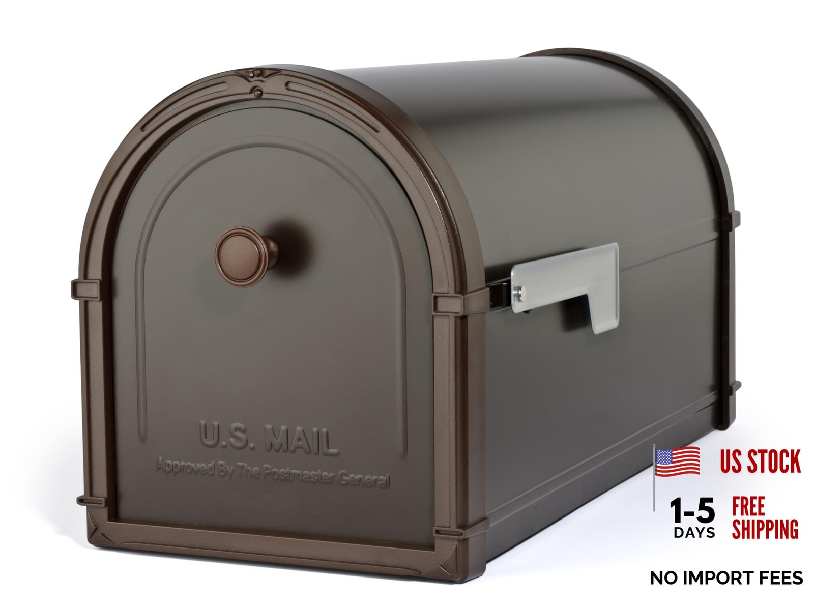 Bellevue Galvanized Steel Post Mount Mailbox, Compatibility Brown One Size