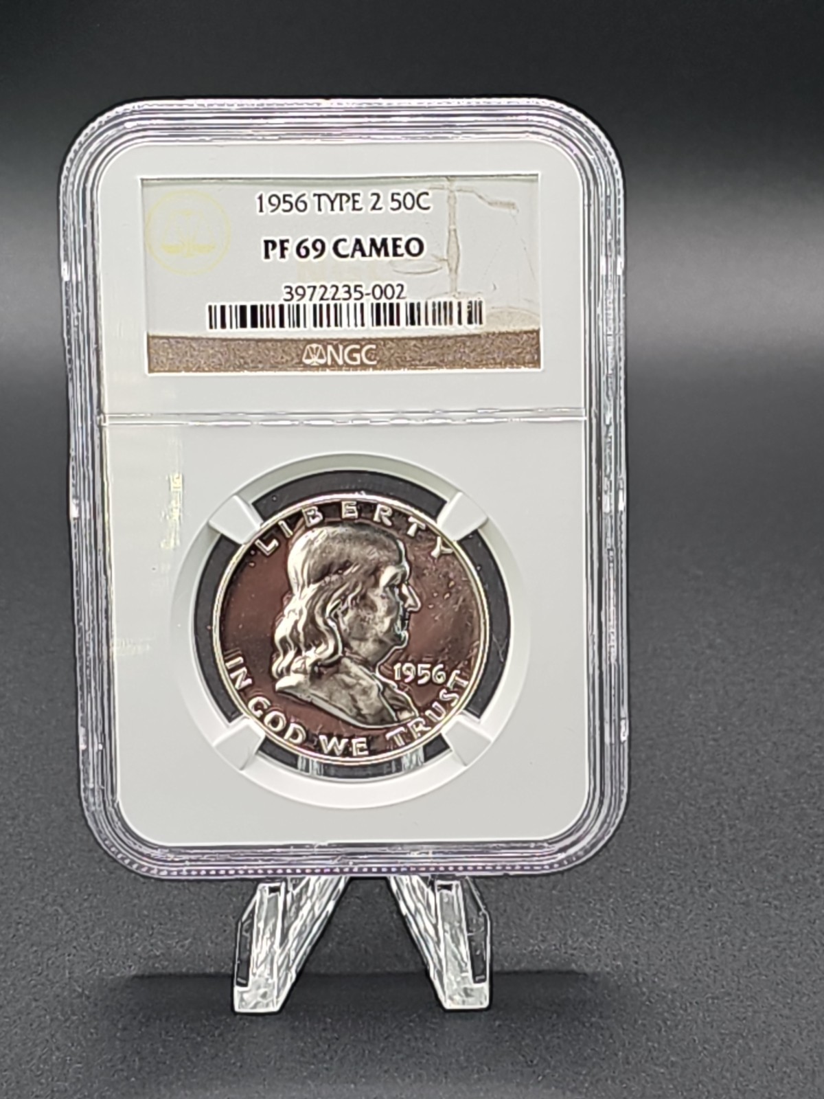 $700 NGC 1956 Type 2 Proof Franklin Half Dollar 50c NGC PF 69 CAMEO 1 Of 738