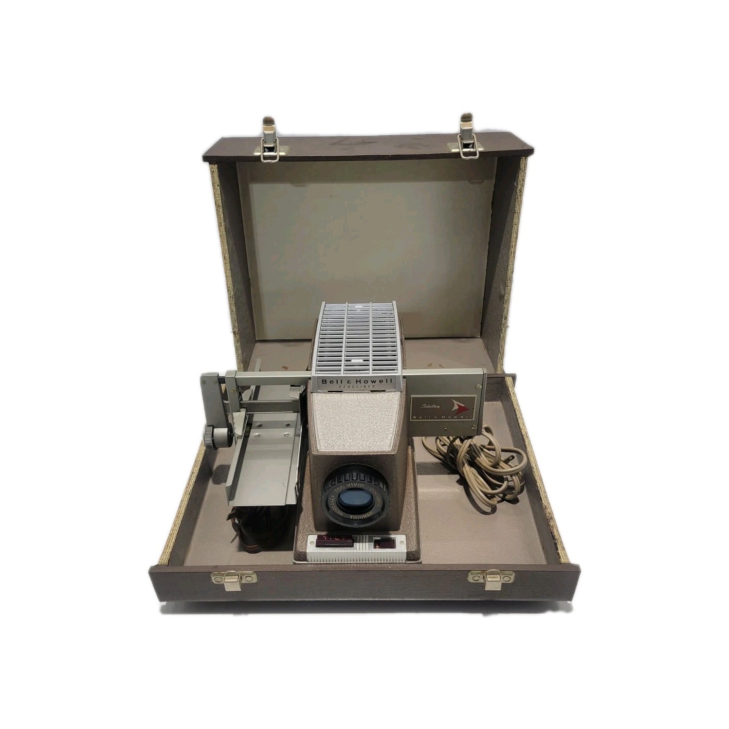 Vintage Bell & Howell Slide Projector Headliner Model 706 w/ Case.