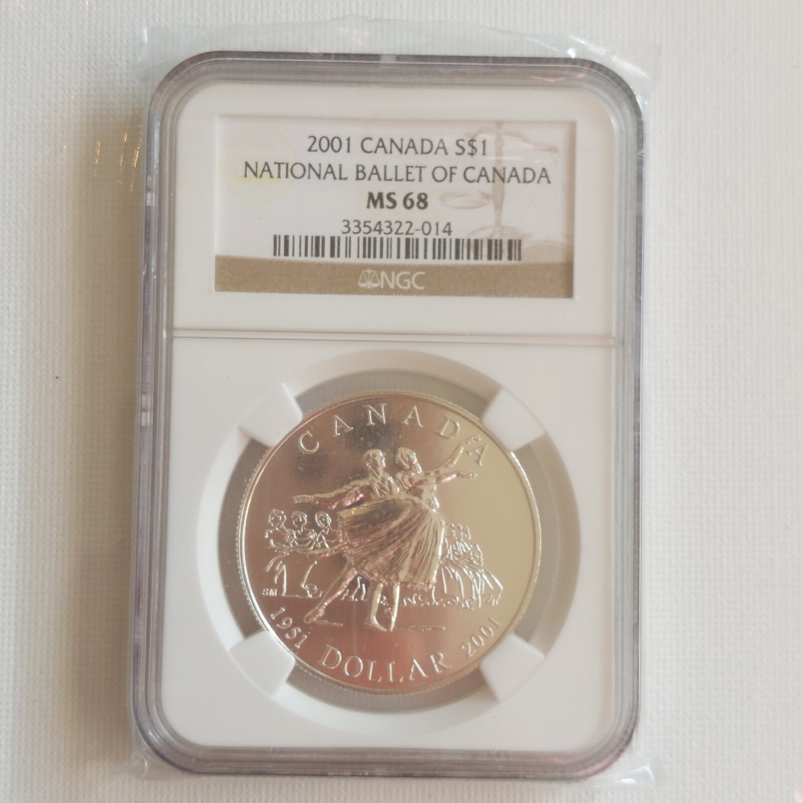 2001 S$1 National Ballet of Canada NGC MS 68 Silver Dollar Coin