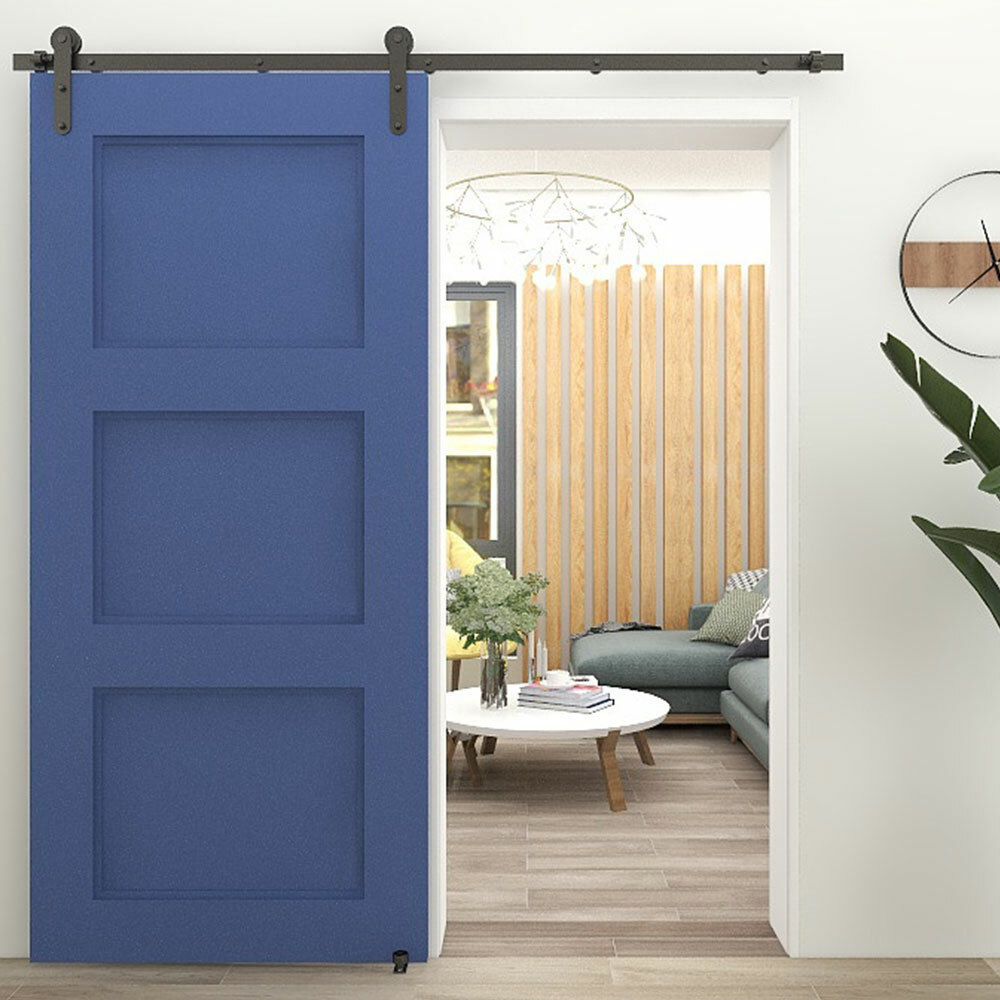 Sliding Barn Door Hardware Track Kit 4/5/6/6.6/7/8/10FT Adjustable Floor Guide