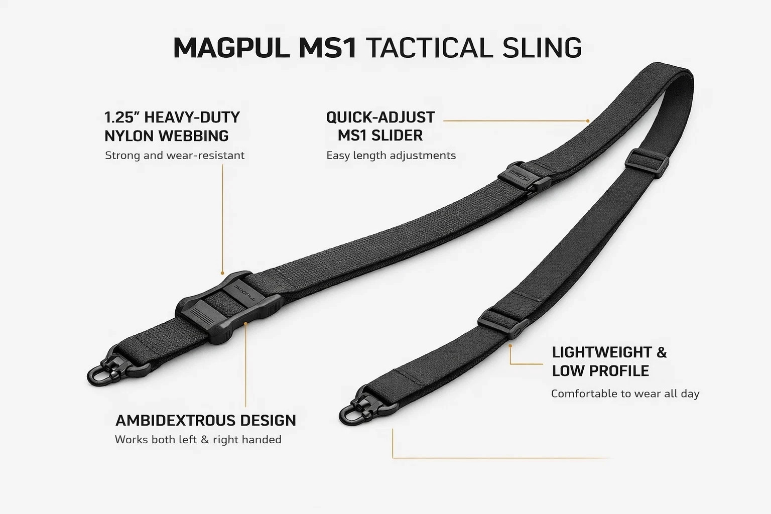 3 Pack Tactical Sling Strap Quick Adjust Heavy Duty Nylon Black Best Value