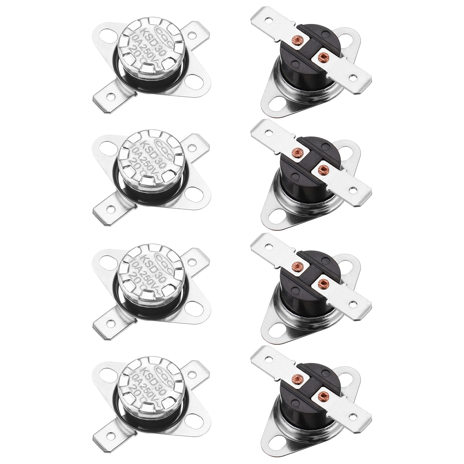 Temperature Control Switch Thermostat 20°C 10A N.C 6.3mm Pin 8pcs