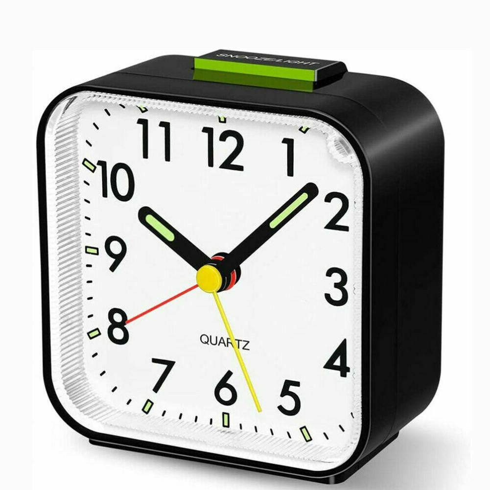 Quartz Alarm Clock With Night Light ,No Tick Snooze Silent Small Bedside Clocks.
