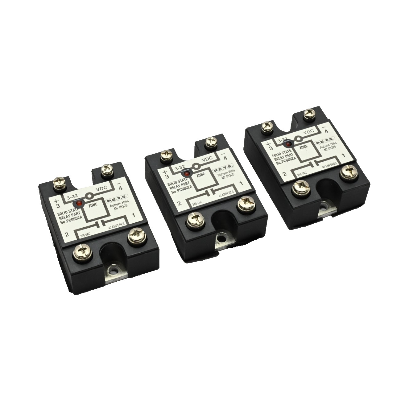 Lot of 3x PETS PC0602A Solid State Relay Part 240 VAC 40 Amps 3-32 VDC