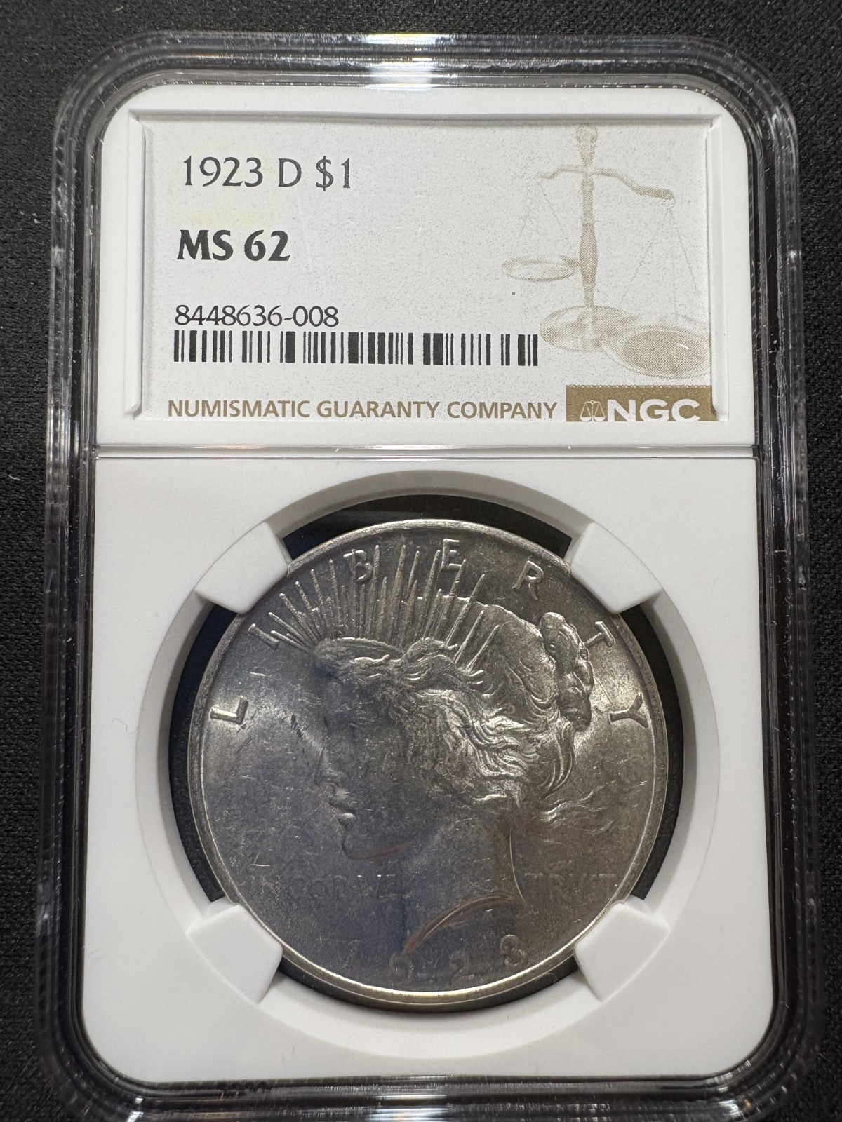 1923-D Peace Dollar NGC MS62 Silver Dollar Coin