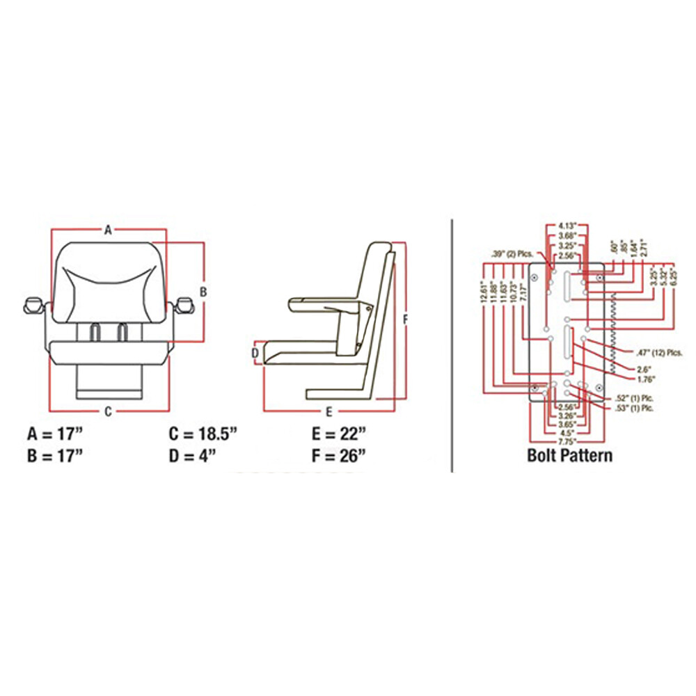 Universal Big Boy Suspension Tractor Seat with Armrests -Yellow