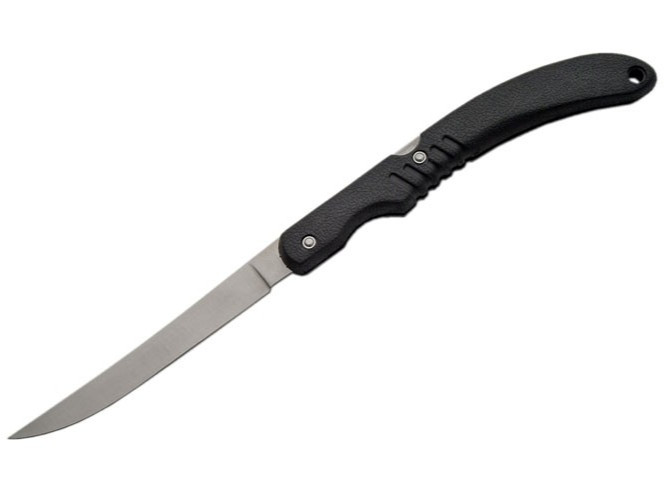 Folding Fillet Knife Stainless Steel Blade Fishing Hunting Camping 7.25in Black