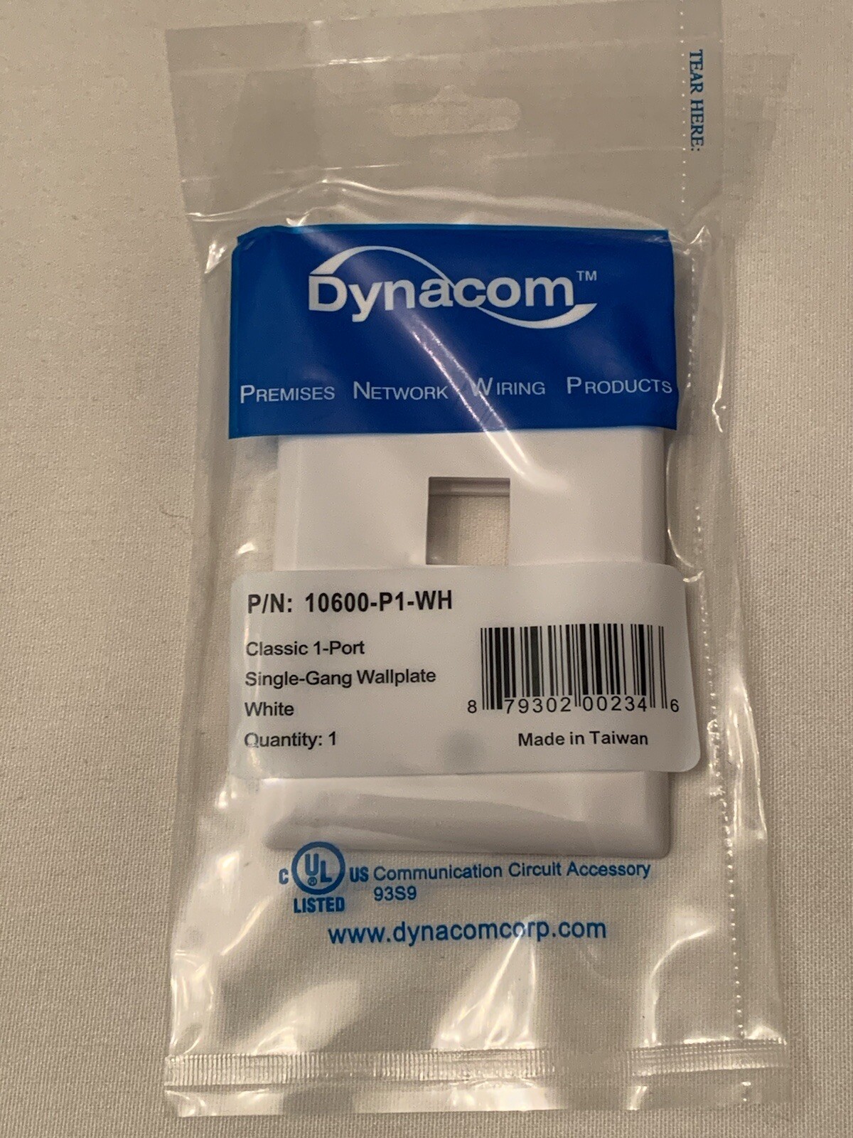 15 New Dynacom Keystone Single Port Single-Gang Wallplates White 10600-P1-WH