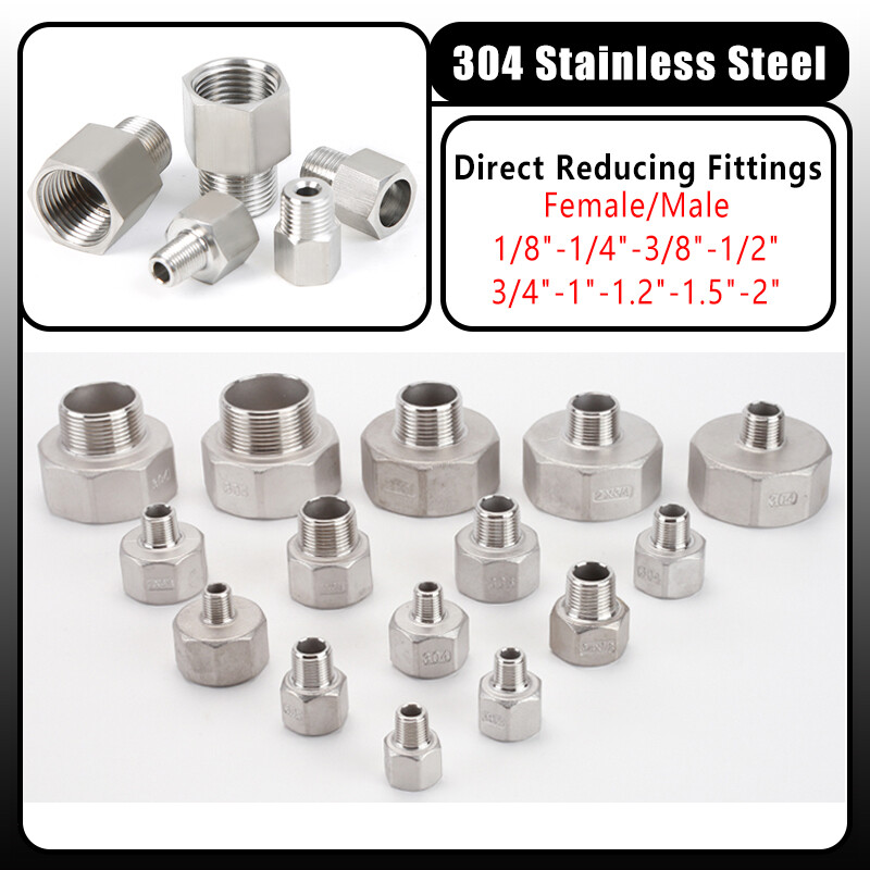 304 Stainless Steel Direct Fittings BSP Thread Male/Female Connector 1/8"3/8"~2"