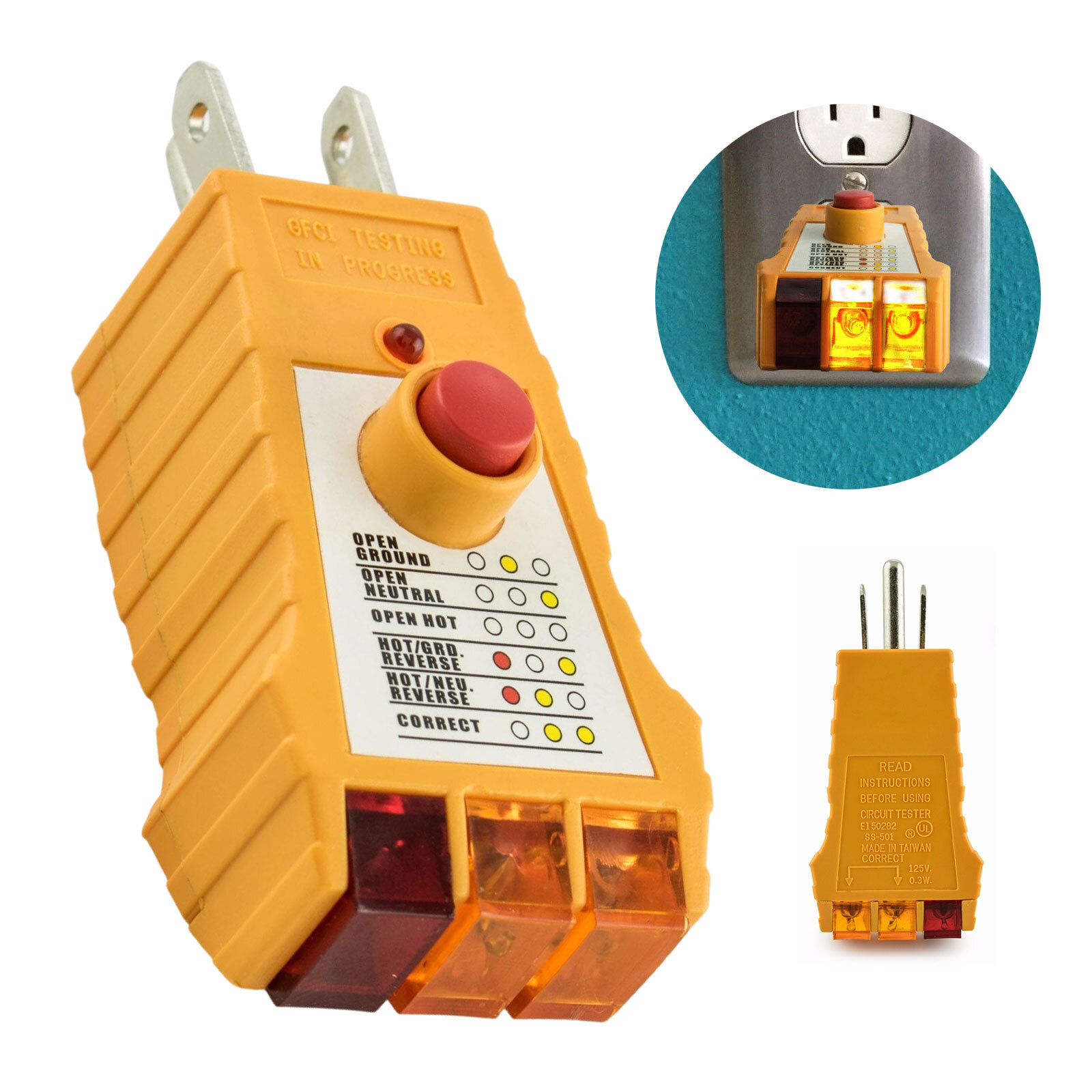 Socket Tester with GFCI check Receptacle Tester for Standard AC Outlets