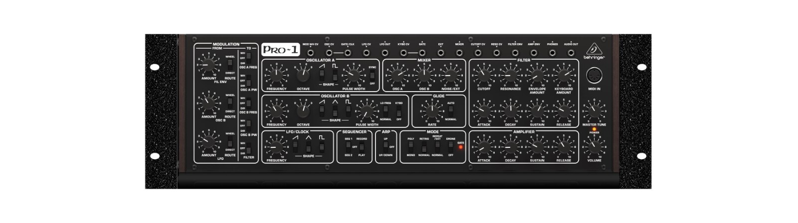 Mounting Ears For 19" Studio Rack fits Behringer Kobol Neutron Toro Synthesizer