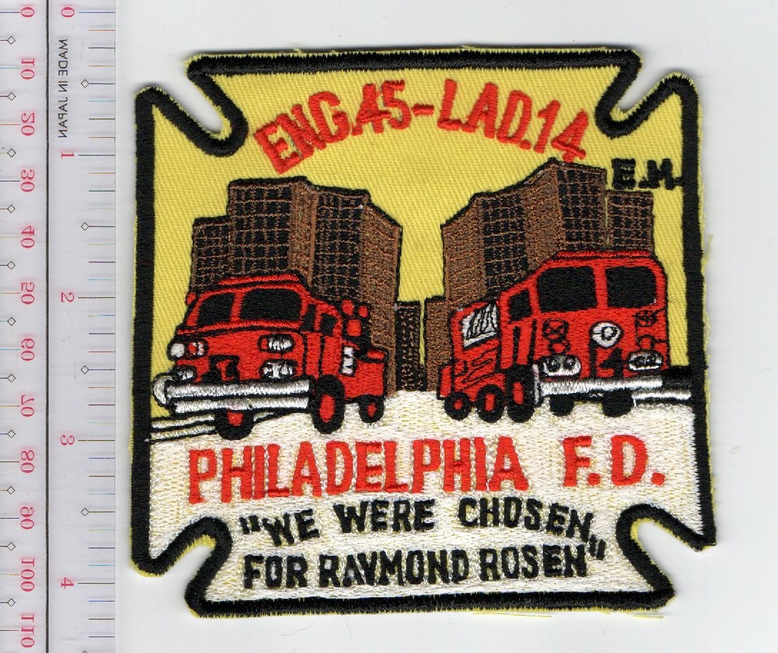 US Fire Department Engine 45- Lad.14 Philadelphia F.D. Patch NO TARIFF