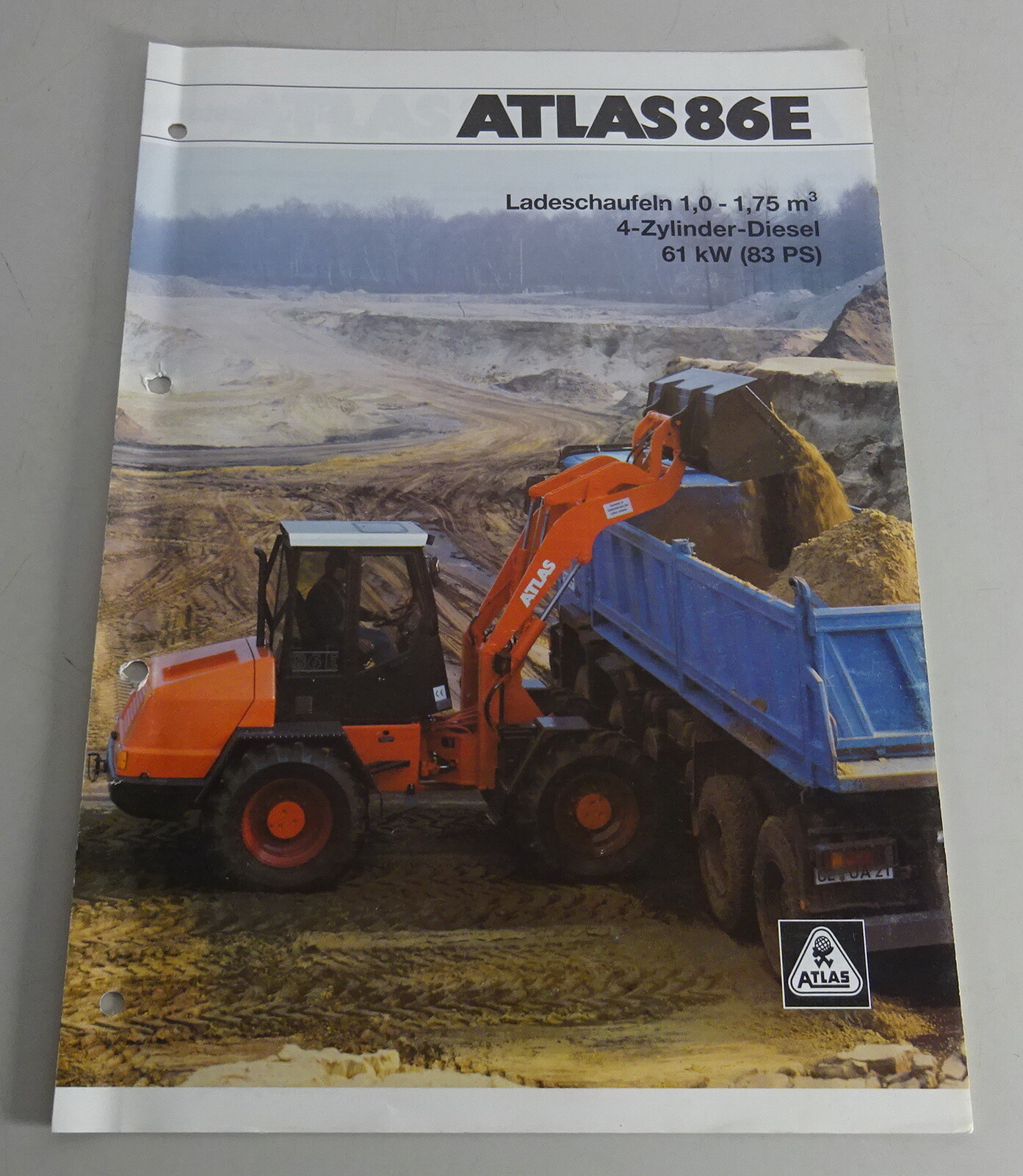 Brochure Loader Atlas 86E 4 Cylinder Diesel 83 HP Stand 04/1996