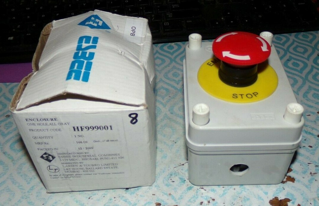 ESBEE HF999001 GRAY ONE HOLE ENCLOSURE PUSHBUTTON EMERGENCY STOP RED (408-3)