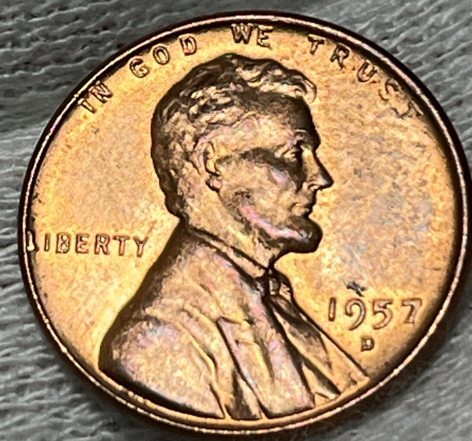 1957 D Lincoln Wheat Penny Errors Die Clash Uncirculated