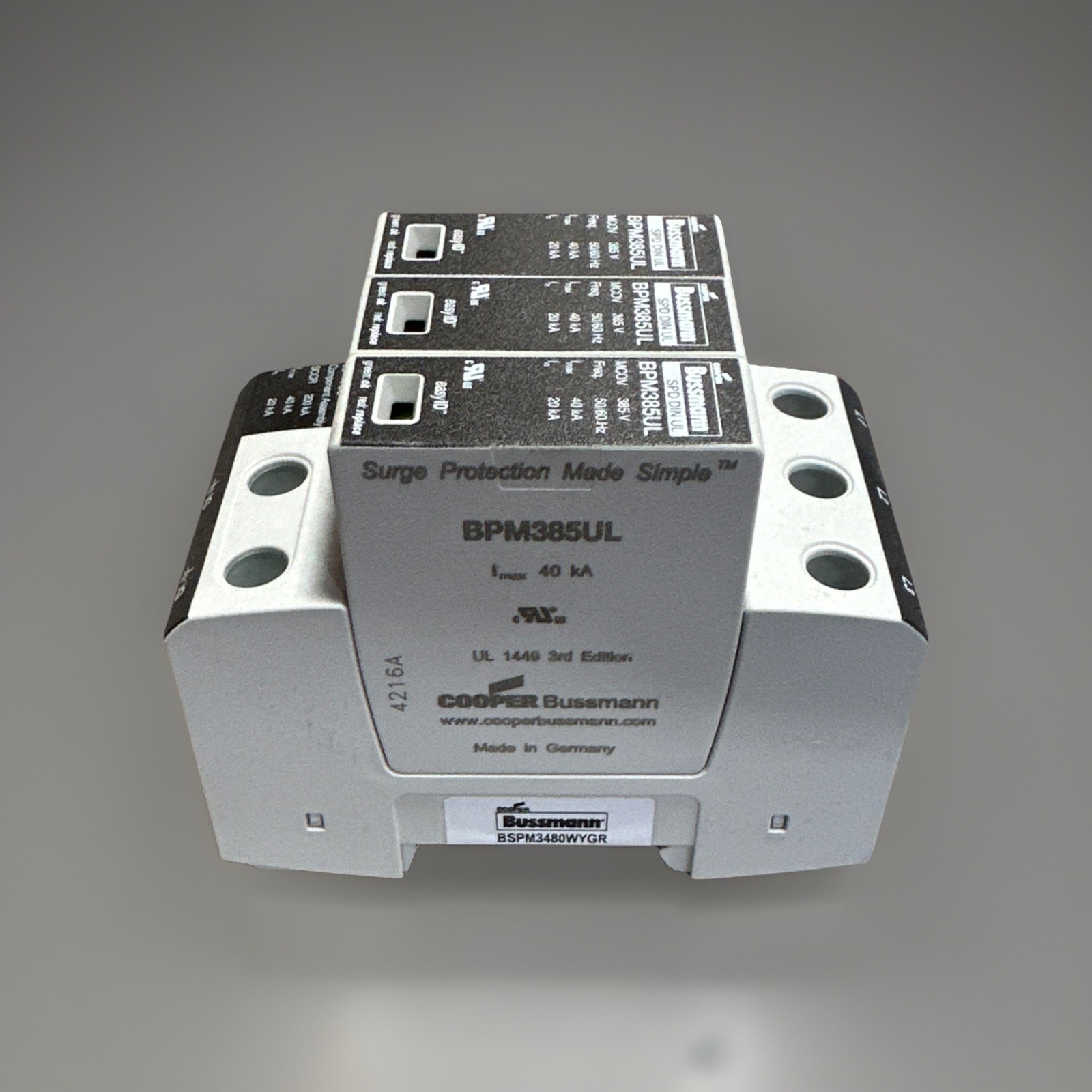 🔴Cooper Bussmann BPM385UL 3-Pole Surge Protector Replacement Module 385V‼️