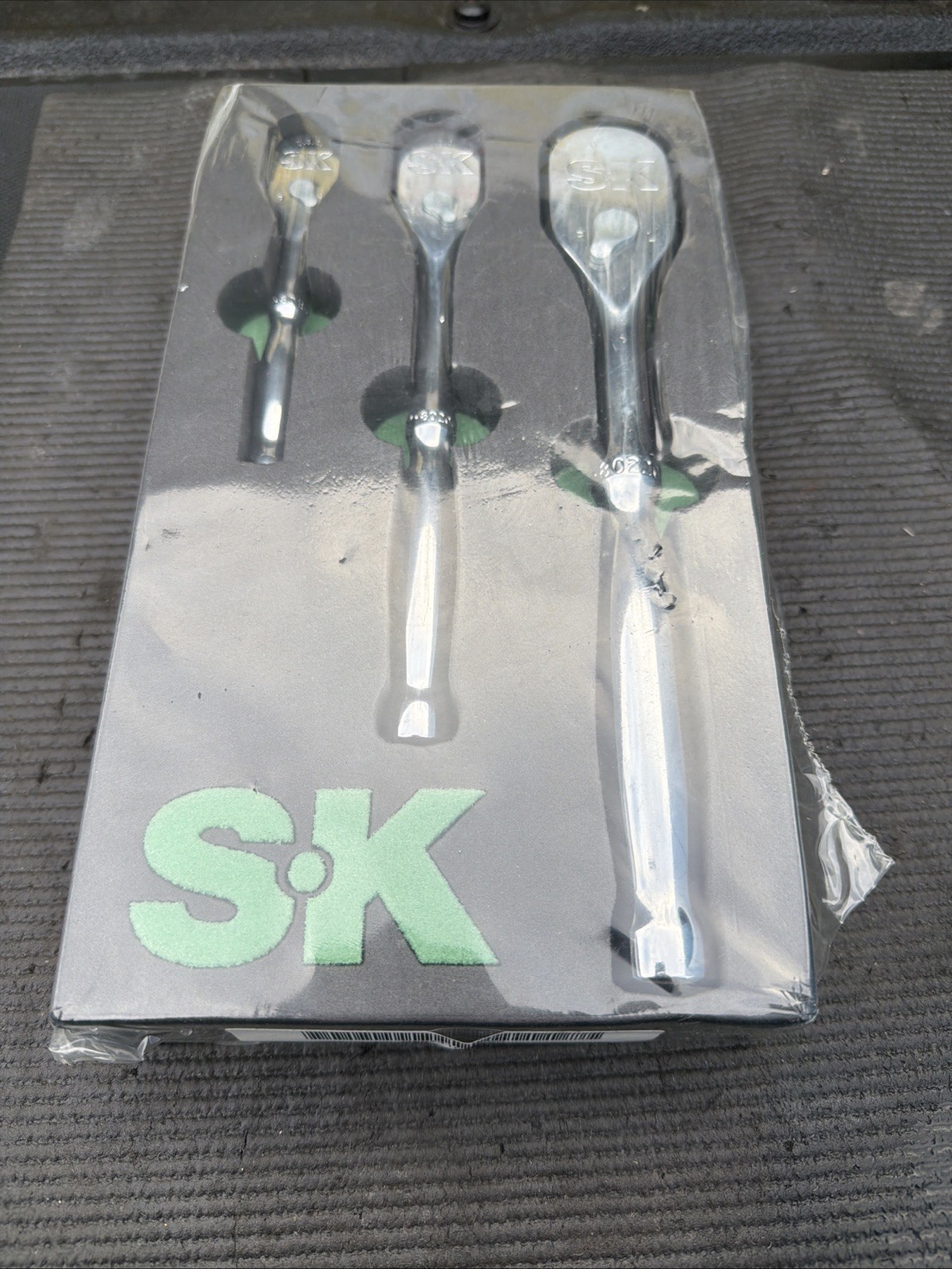 S-K Pro Tools USA 3pc Ratchet Set In Foam Tray Full Polish 80240 1/4” 3/8” 1/2”