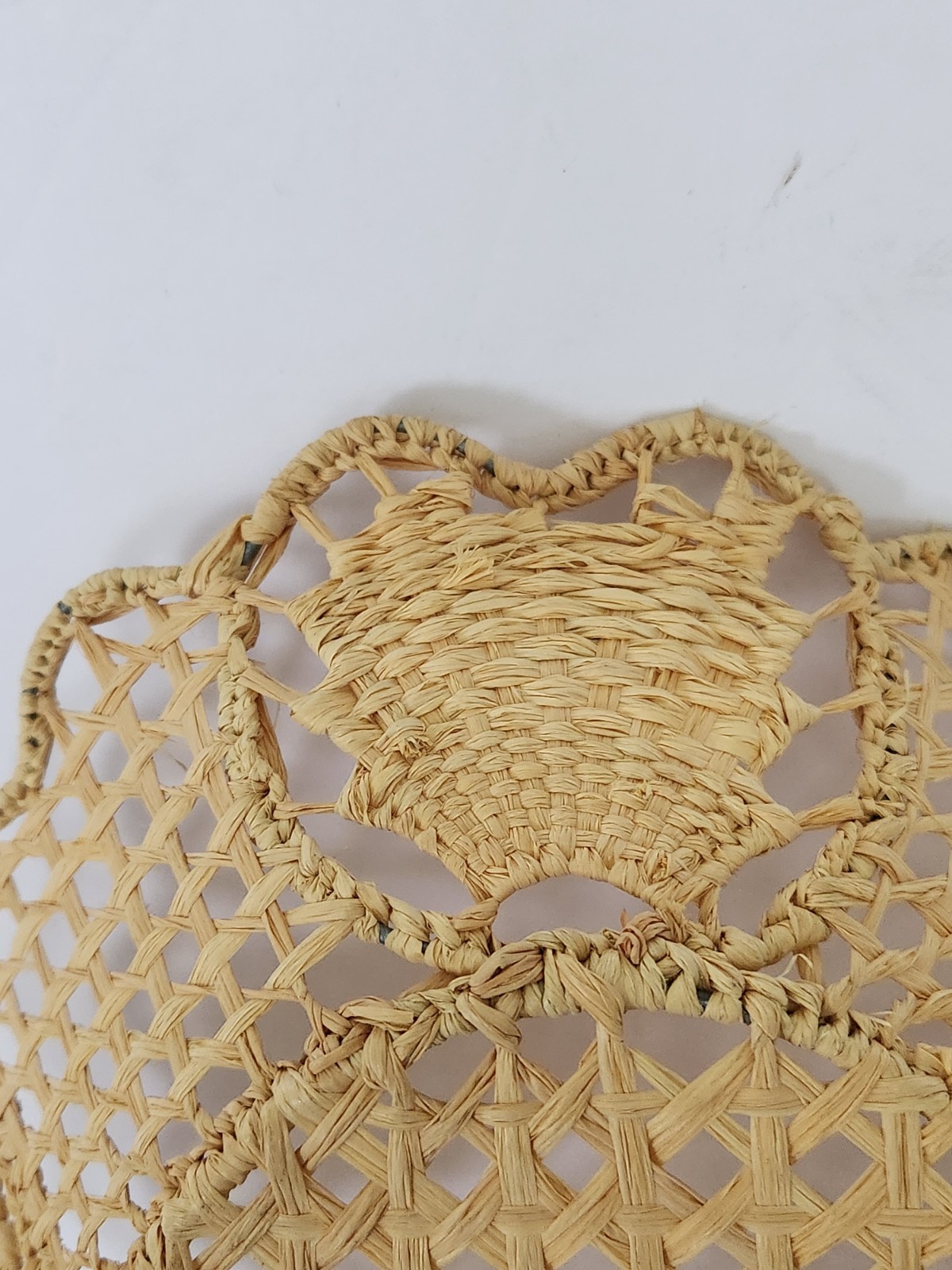 Woven Basket with Handpainted Blue Flowers