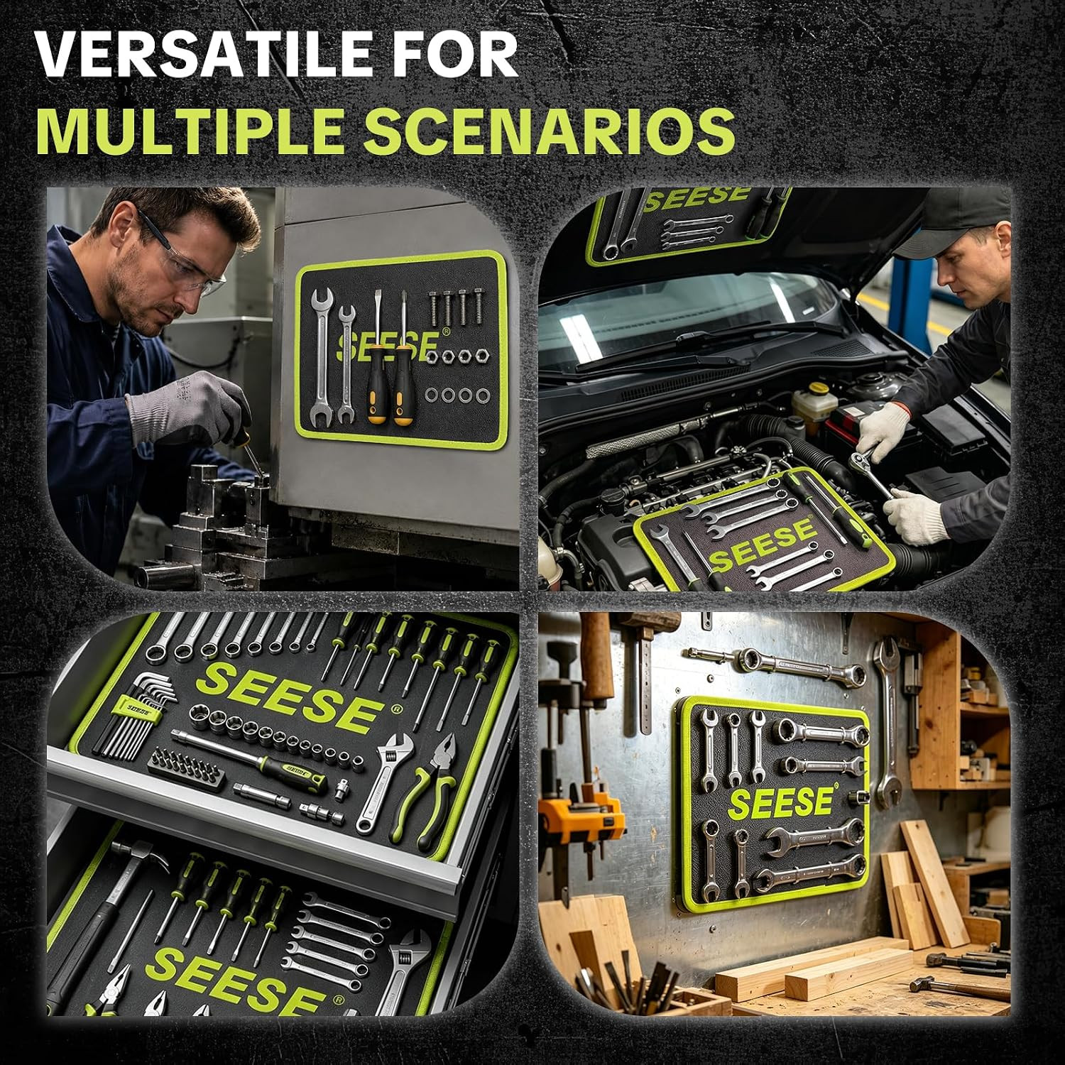 Flexible Magnetic Tool Mat: Features 8 Powerful Magnets for Holding Tools & Meta