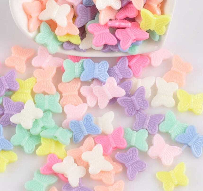 11MM Light/Dark Pastel Acrylic Butterfly Spacer Beads
