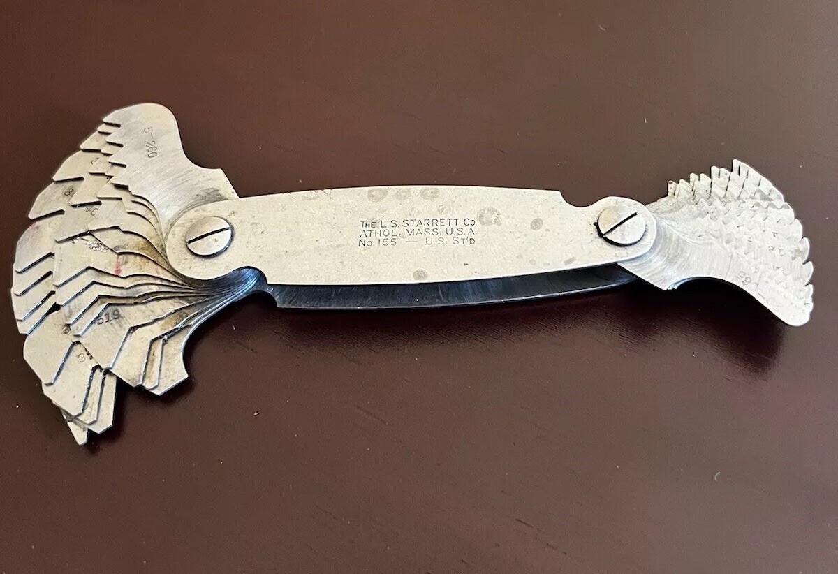 Starrett No. 155 Screw Pitch Gauge Athol MA USA Machinist Tool Vtg