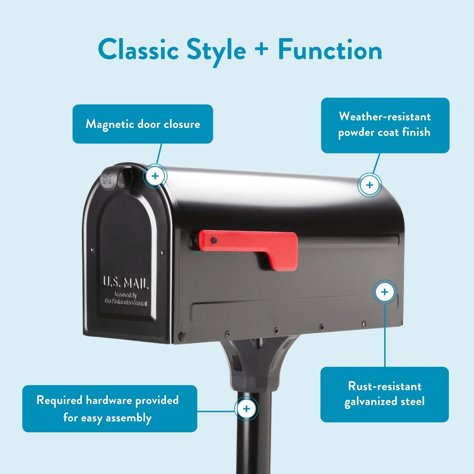 7680B10 MB1 Mount Mailbox And InGround Post Kit Medium Capacity Black