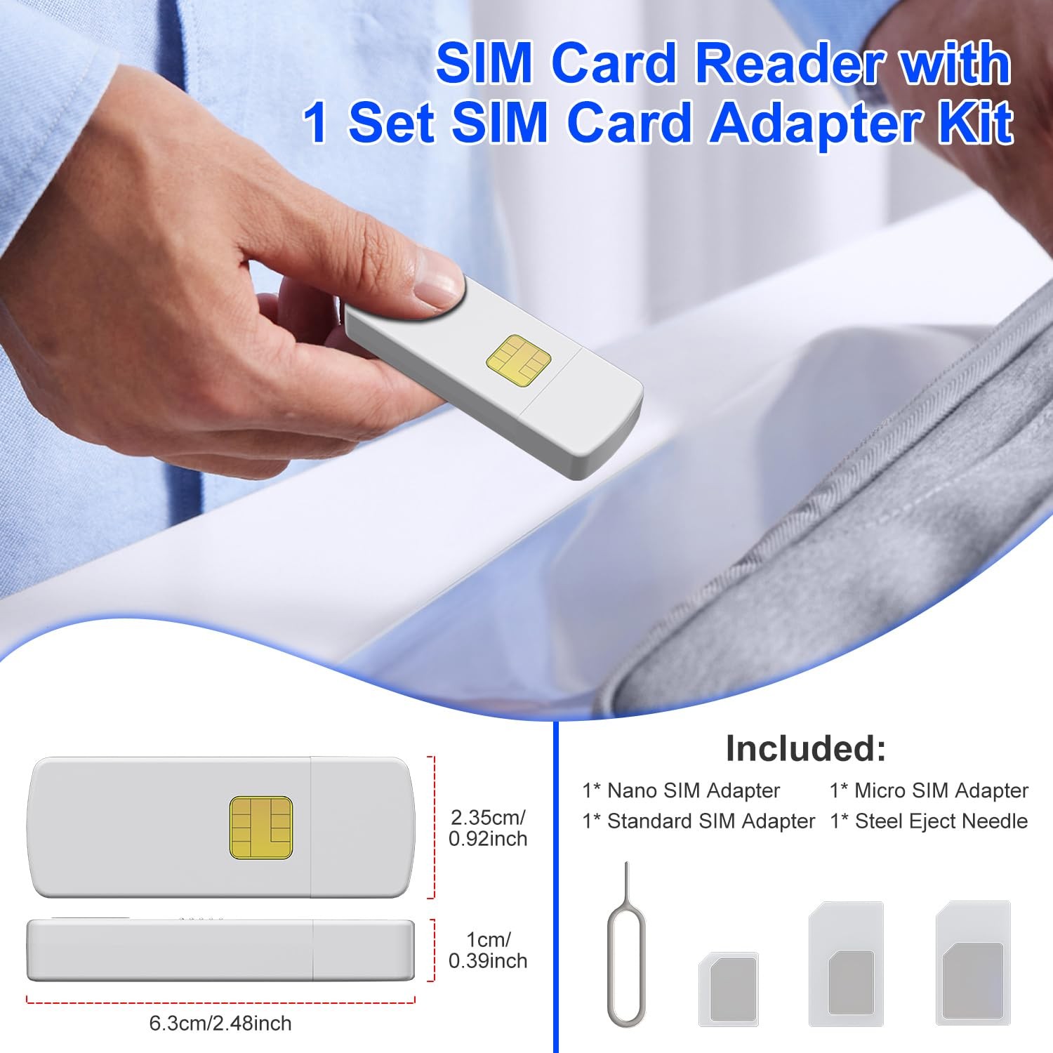 SIM Card Adapter Reader - Sim Card Adapter Kit, Micro, Nano, Standard Sim Car...