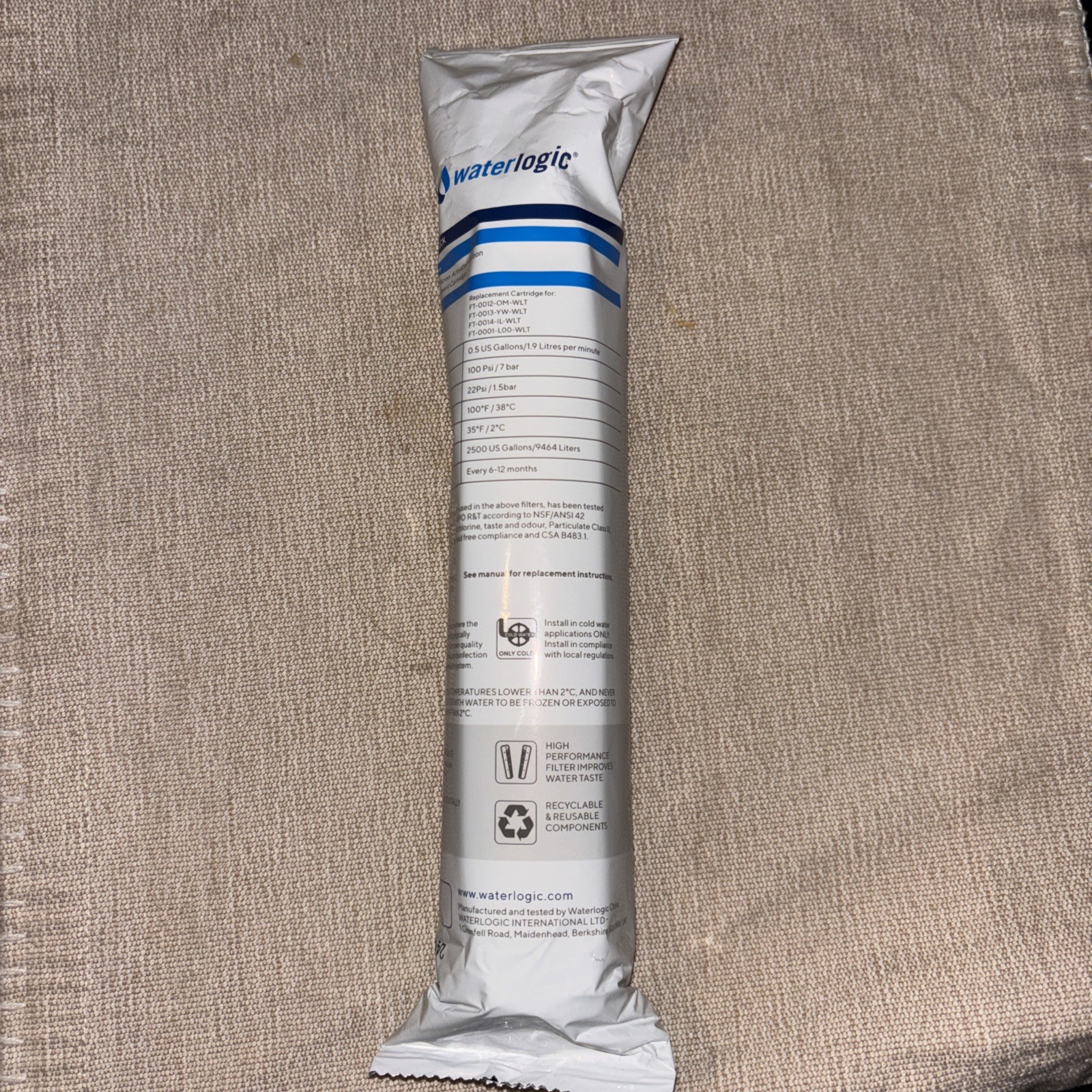 waterlogic FT-0055-WLT Water filter replacement for ft-0054,ft-0055,ft-0053,ft-0
