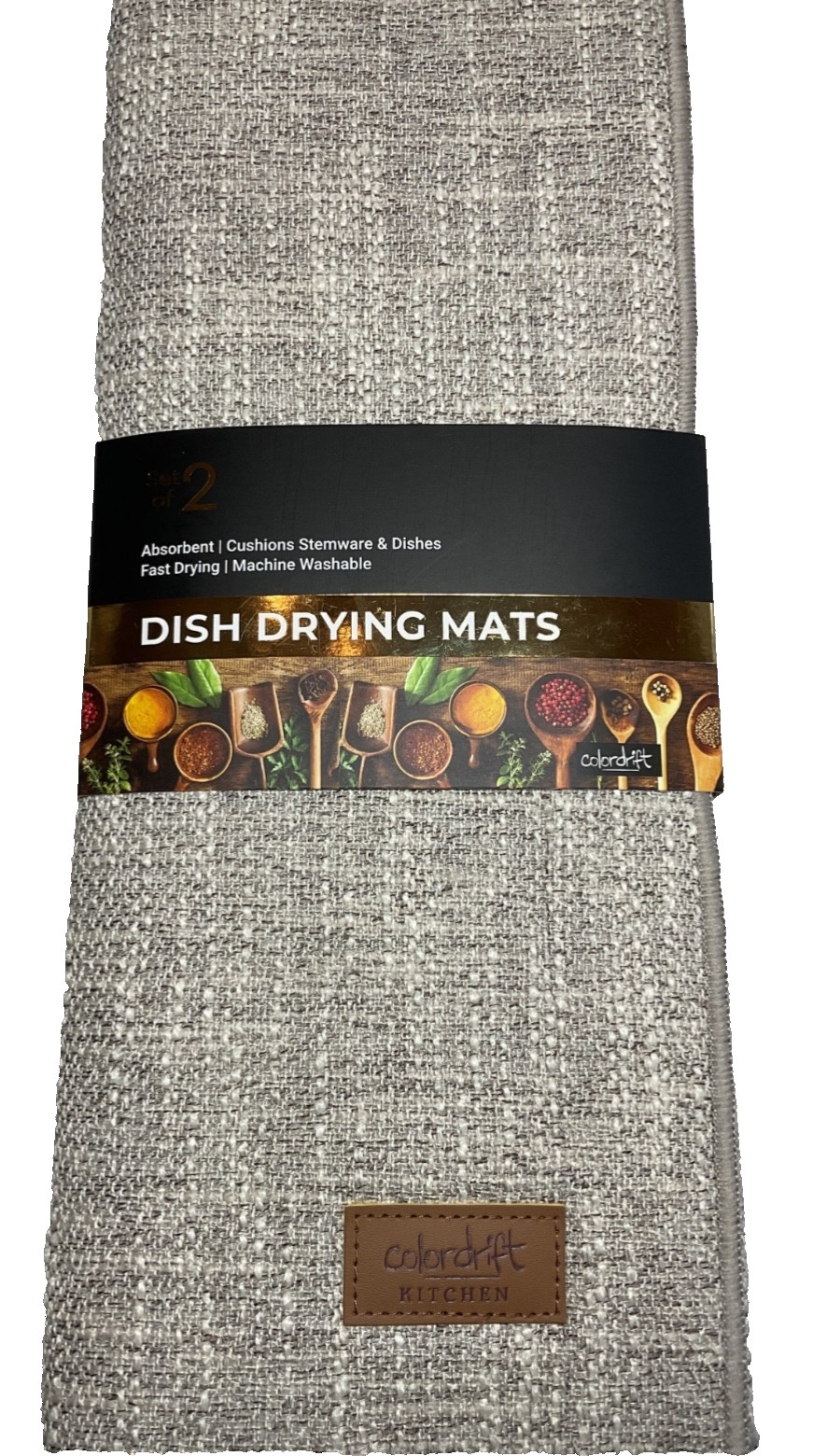 COLORDRIFT DRYING MATS (2) TAUPE 18 x 28 oversized 100% POLYESTER NIP