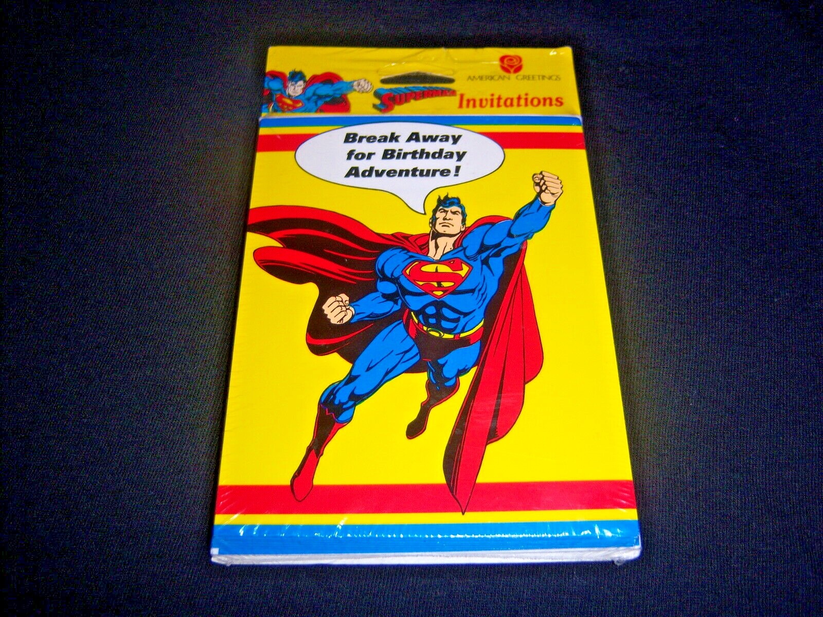 (8) vintage SUPERMAN birthday invitations-1992-DC COMICS man of steel-NEW sealed
