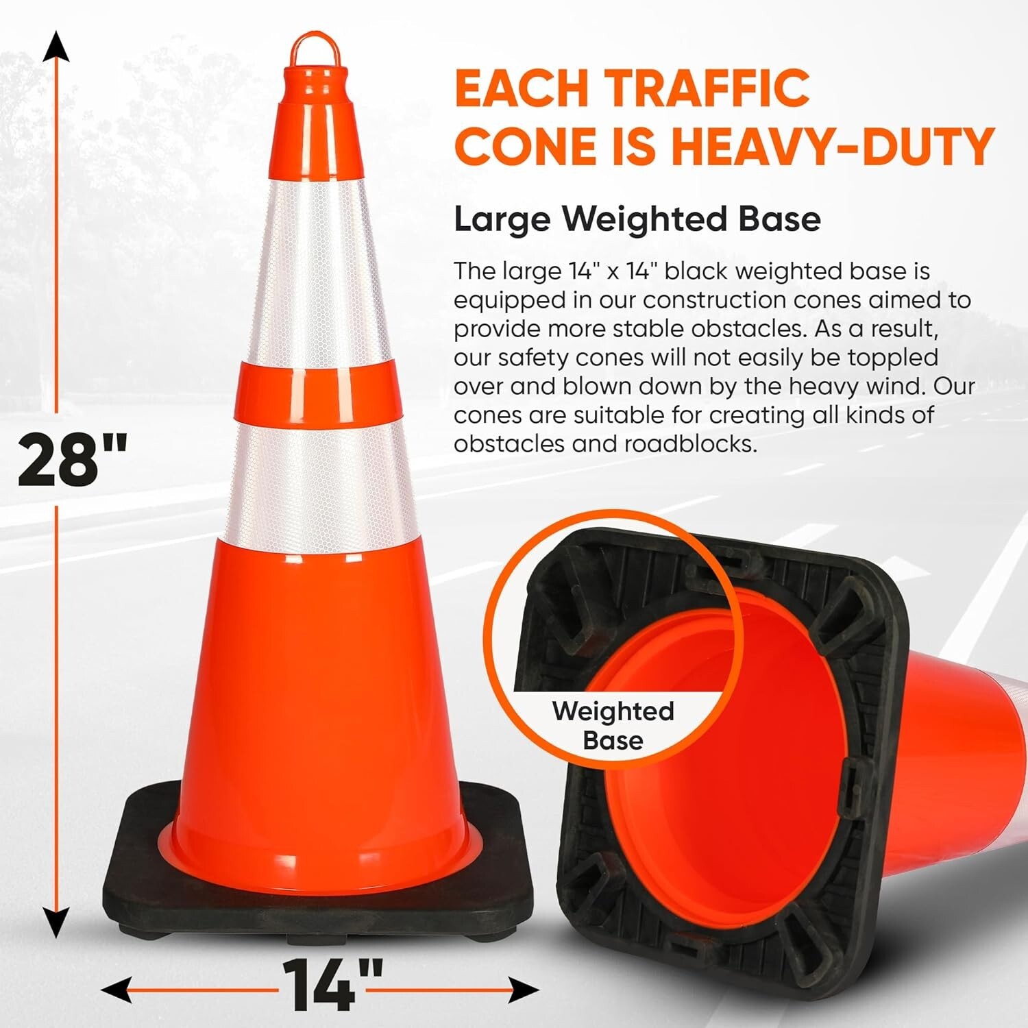 Pyle 28" PVC Cone - 4 Pieces High Visibility Structurally Stable