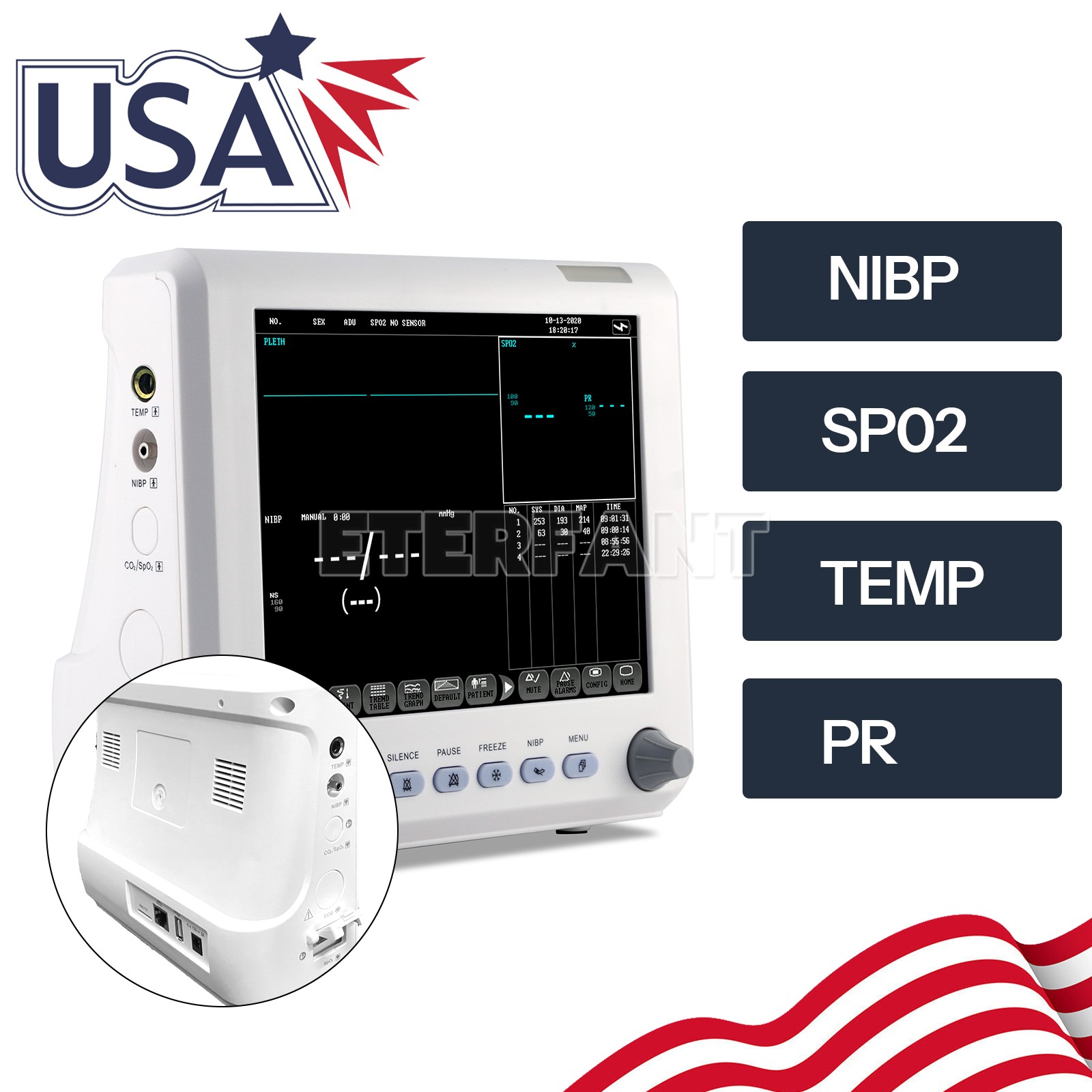 Dental 8"/15.6" Patient Monitor/Mobile Cart for Ultrasound Imaging Scanner US
