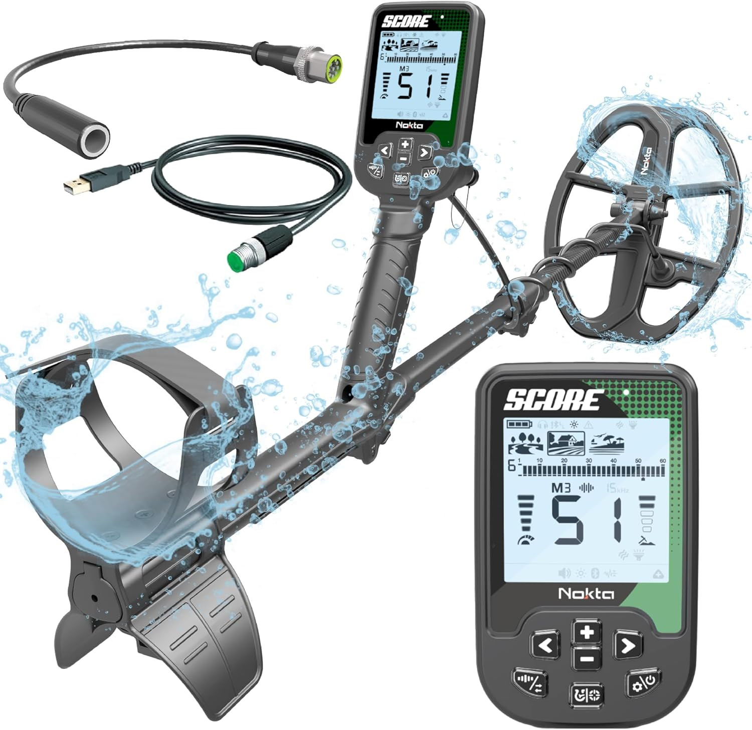 Nokta Score Waterproof Metal Detector - Rechargeable, Multi-Frequency Treasure H