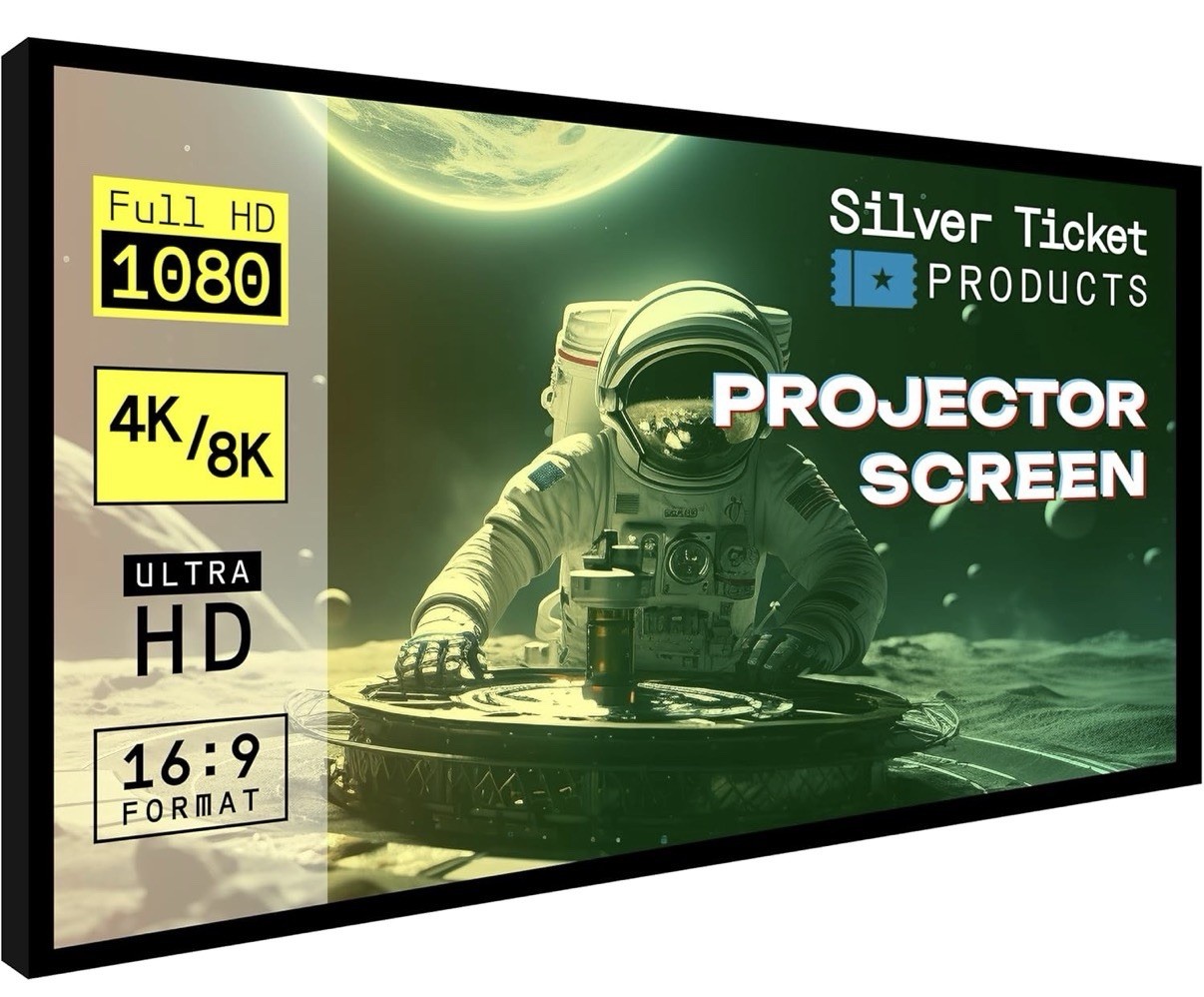 NIB Silver Ticket Products STR Series 6 Piece Projection Screen 16:9, 92", White