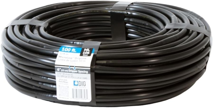 ML-106 100' ¼” MICROLINE Dripline - 6” Spacing Color Black – UV Protected Drip