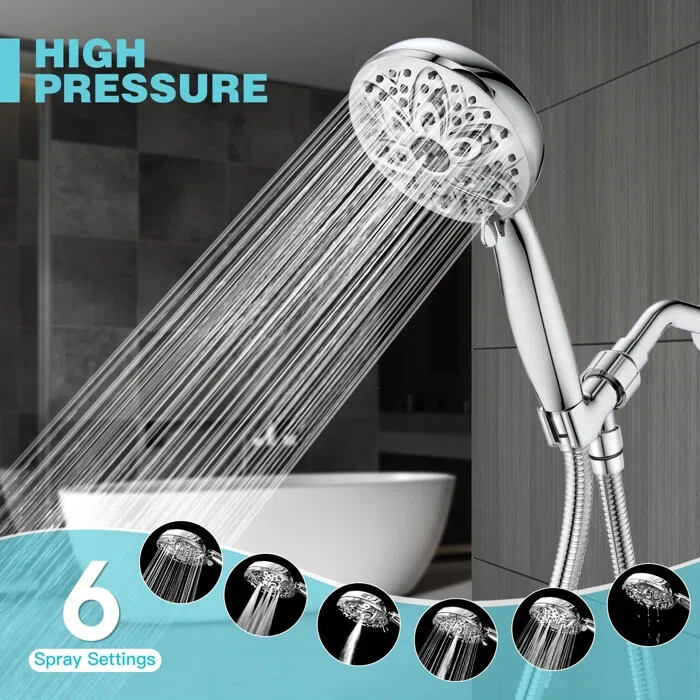 JDO High Pressure 6 Spray Settings Handheld Showerhead New In Box