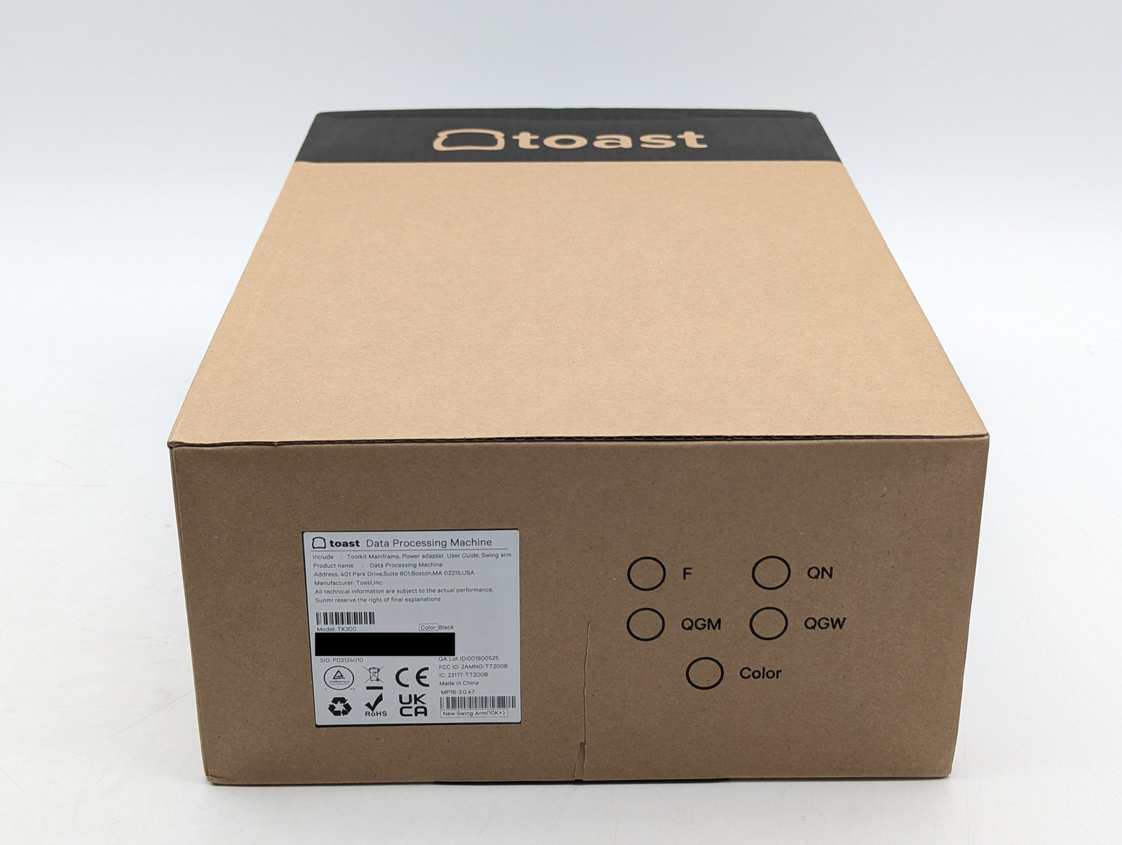 Toast Data Processing Machine TK300 w/ Swing Arm Mount & Hardware | Black