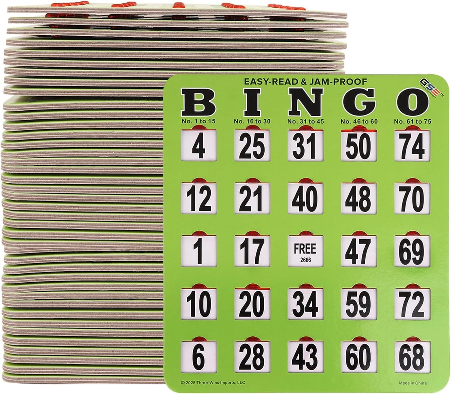 GSE 10-200pk Jumbo Reusable Shutter Bingo Cards. Fingertip Sliding Bingo Cards