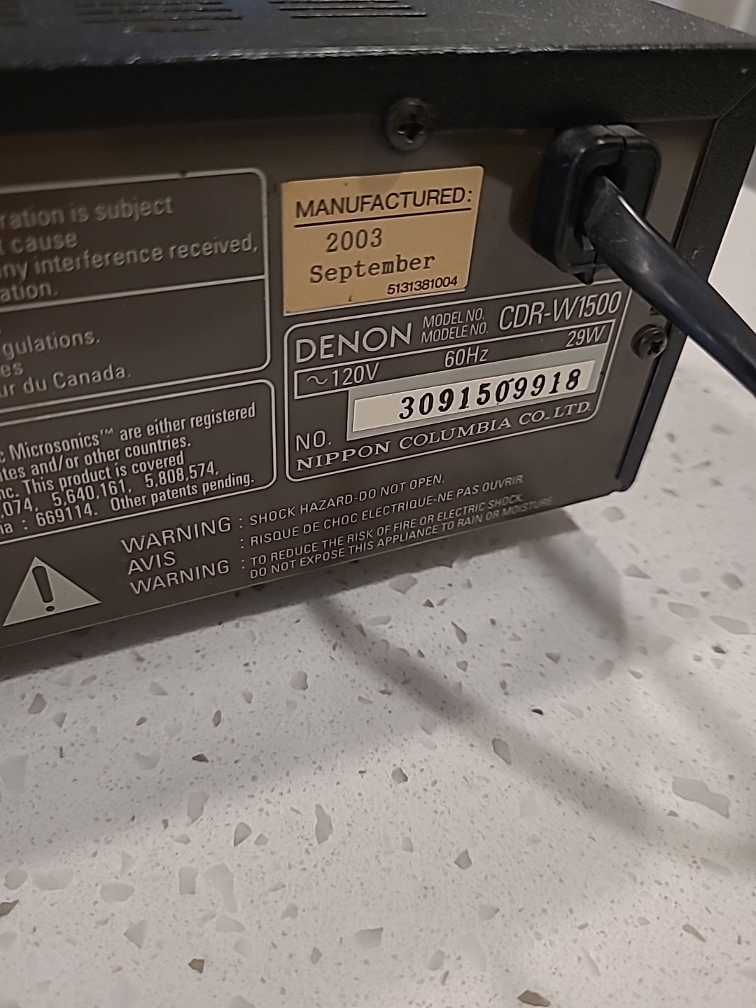 Denon PCM Audio Technology/ CD Recorder CDR-W1500